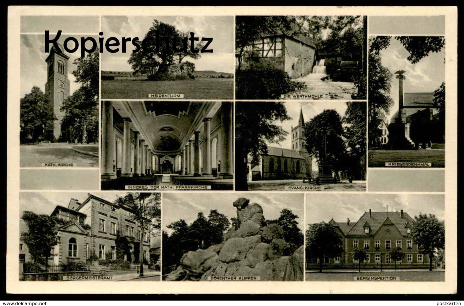 ALTE POSTKARTE IBBENBÜREN BERGINSPEKTION BÜRGERMEISTERAMT HEIDENTURM WERTHMÜHLE KRIEGERDENKMAL Ansichtskarte AK cpa