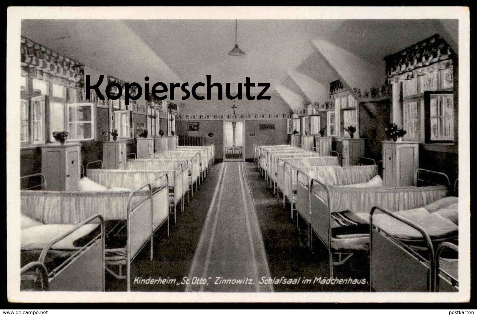ALTE POSTKARTE KINDERHEIM ST. OTTO ZINNOWITZ USEDOM SCHLAFSAAL IM MÄDCHENHAUS children's home foyer d'enfants postcard