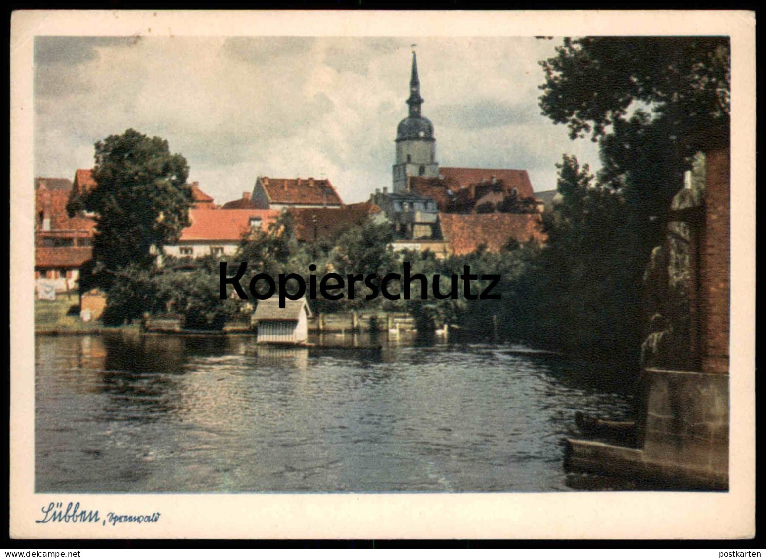 ALTE POSTKARTE LÜBBEN IM SPREEWALD ALTSTADTMOTIV MIT PAUL-GERHARDT-KIRCHE FELDPOST 1942 Ansichtskarte postcard AK cpa
