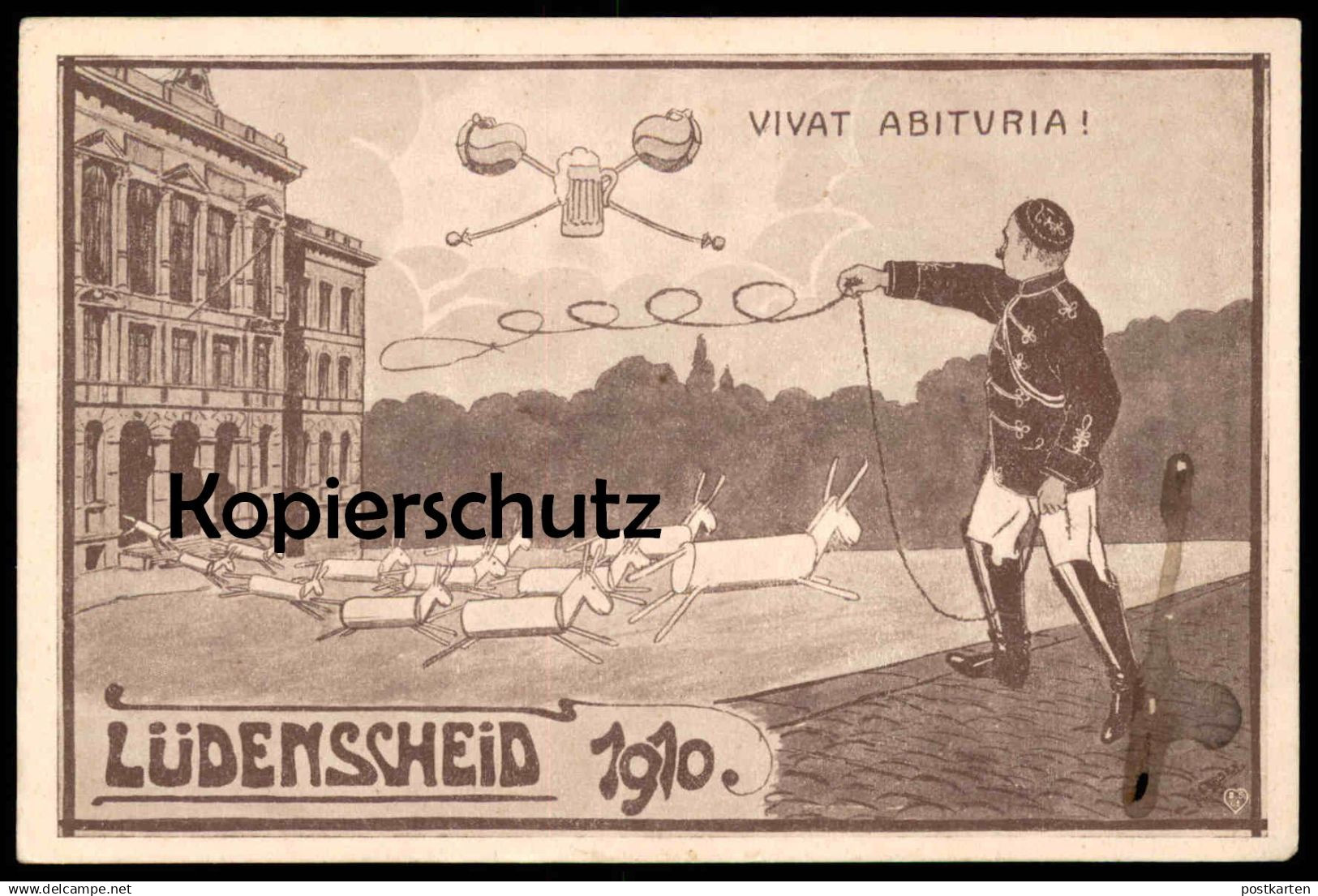 ALTE POSTKARTE LÜDENSCHEID VIVAT ABITURIA 1910 ABITUR LASSO BIER STUDENTIKA STUDENTICA ZIRKUS CIRCUS CIRQUE cpa postcard