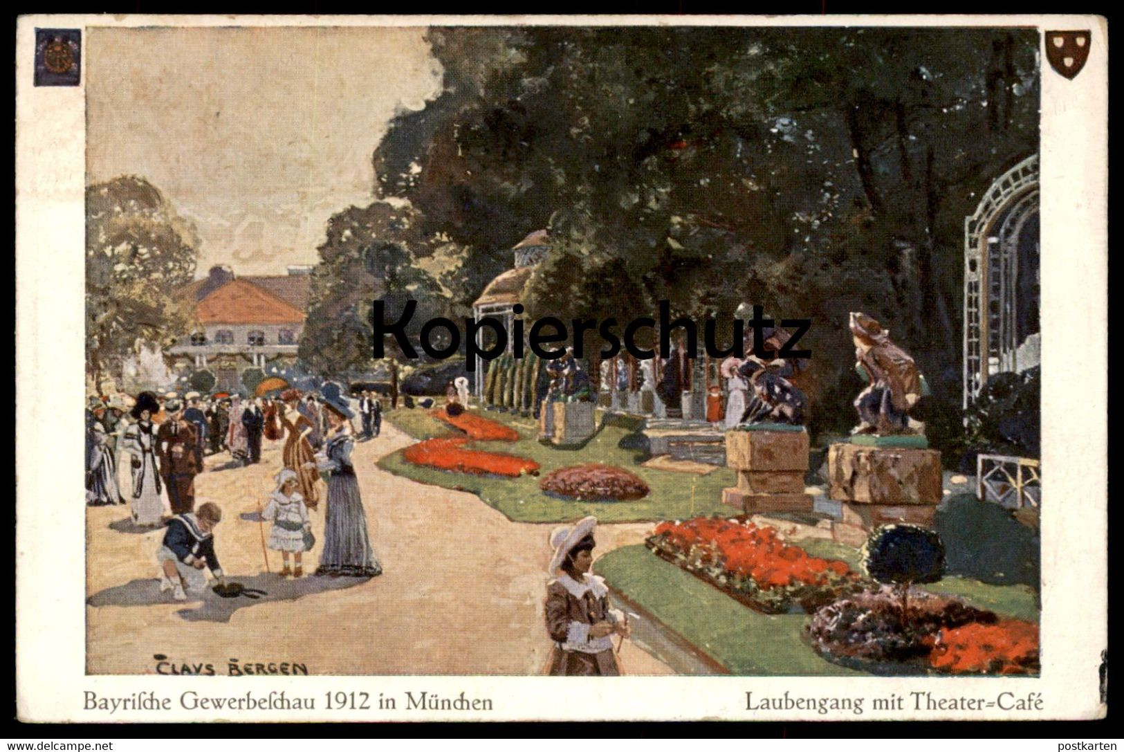 ALTE POSTKARTE MÜNCHEN BAYRISCHE GEWERBESCHAU 1912 Ausstellung Maler Claus Bergen F. Bruckmann Nr. 7 Exhibition postcard