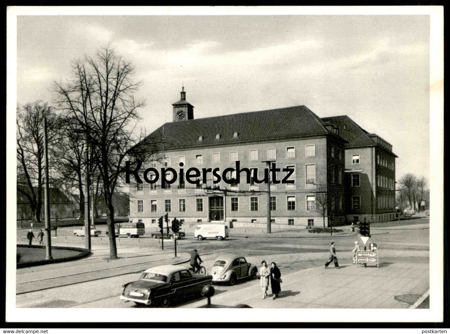 ALTE POSTKARTE MÜNSTER WESTFALEN LANDESHAUS Brezelkäfer VW Käfer Strassenschild Osnabrück Ansichtskarte postcard cpa AK