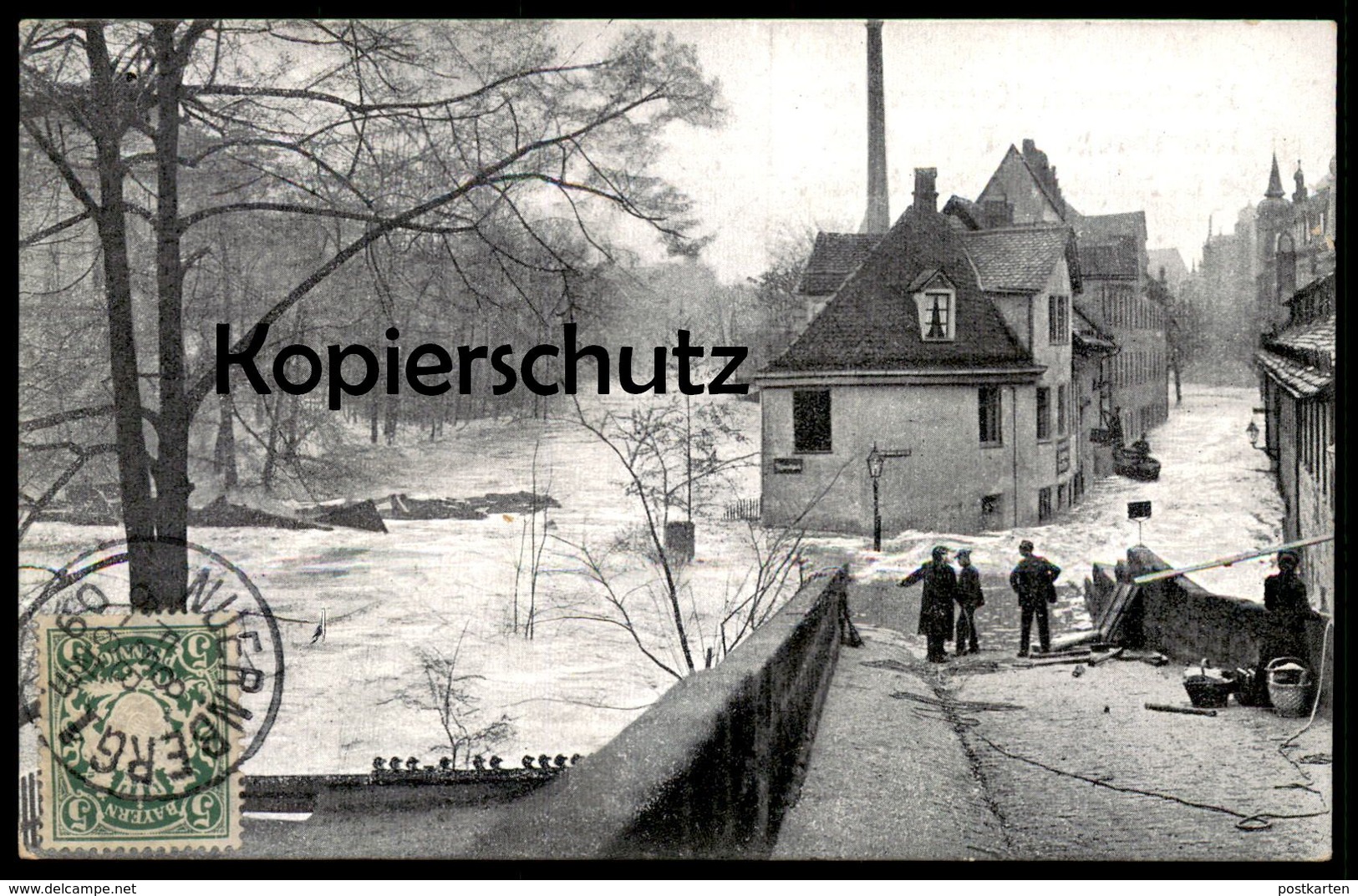 ALTE POSTKARTE NÜRNBERG ÜBERSCHWEMMUNG 05.02.1909 Agnesbrücke Flut Flood inondation an Schauspielerin Apollo Theater