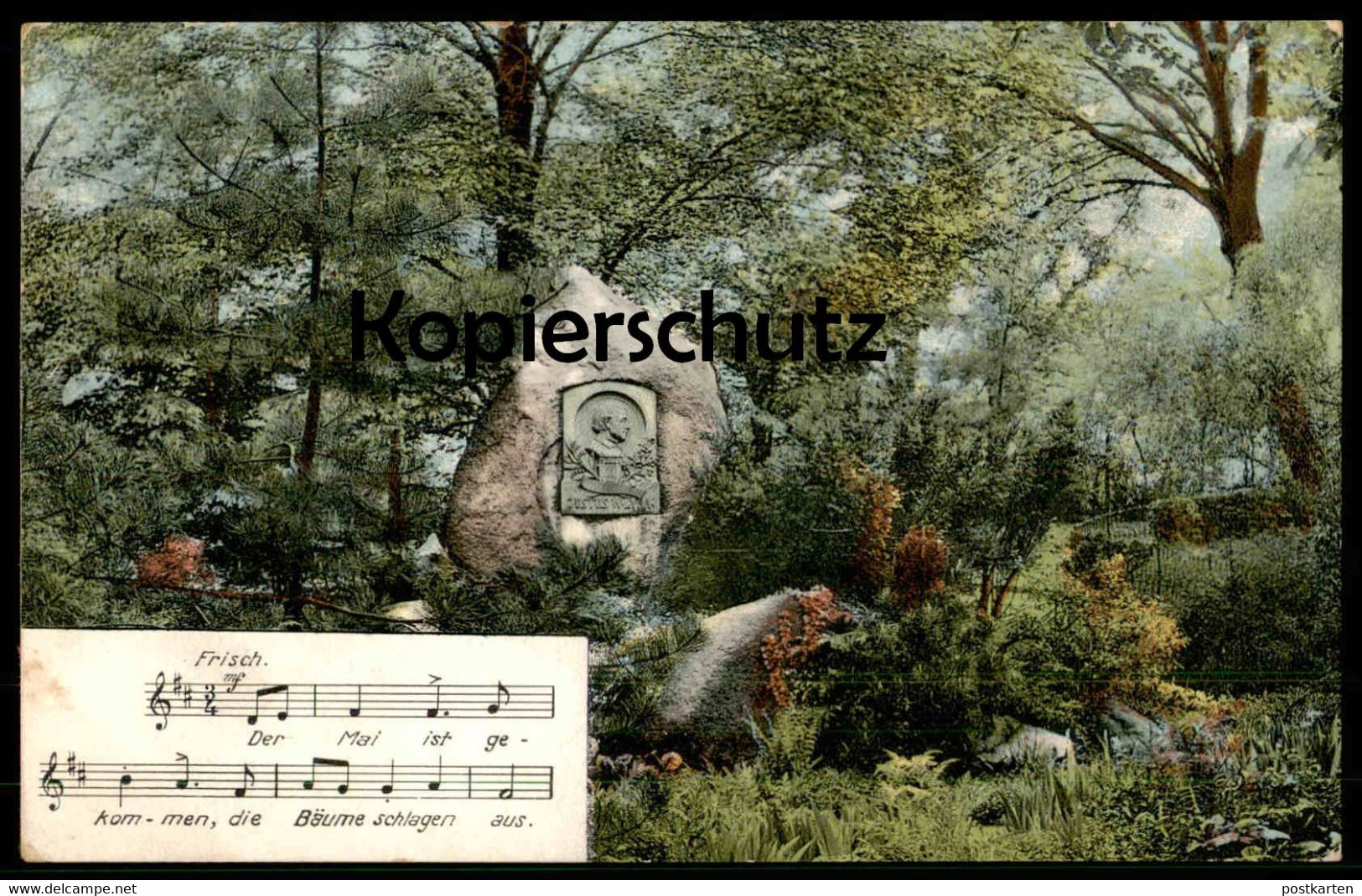 ALTE POSTKARTE OSNABRÜCK JUSTUS LYRA-DENKMAL DER MAI IST GEKOMMEN LIED monument chanson song Ansichtskarte cpa postcard