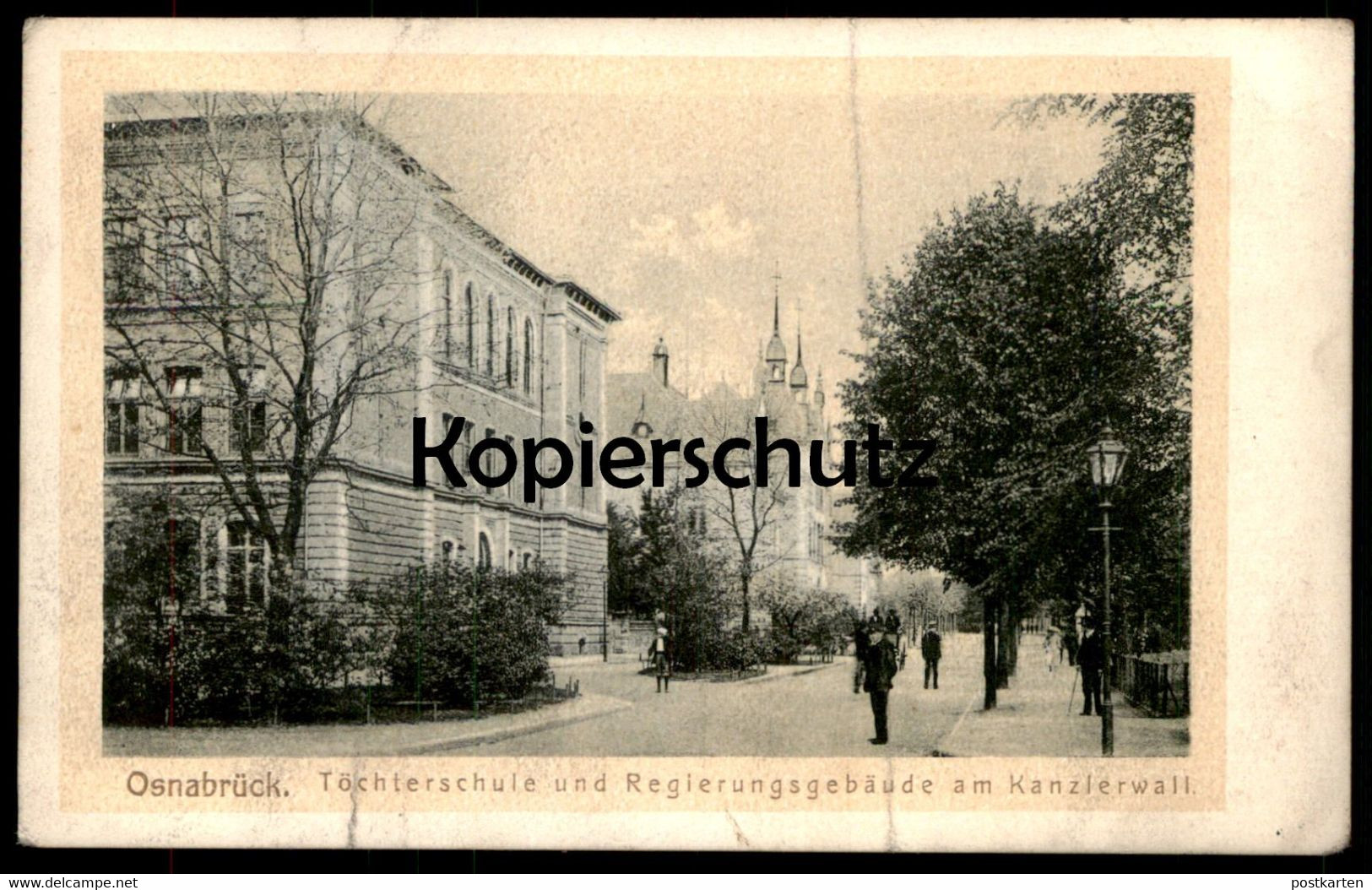 ALTE POSTKARTE OSNABRÜCK TÖCHTERSCHULE UND REGIERUNGSGEBÄUDE AM KANZLERWALL cpa postcard AK Ansichtskarte