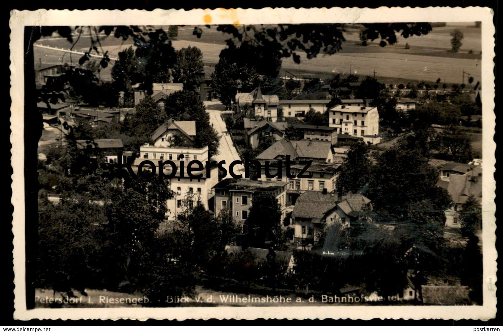 ALTE POSTKARTE PETERSDORF IM RIESENGEBIRGE BAHNHOFSVIERTEL PIECHOWICE Eisenbahn Chemin de fer Railway Schlesien postcard