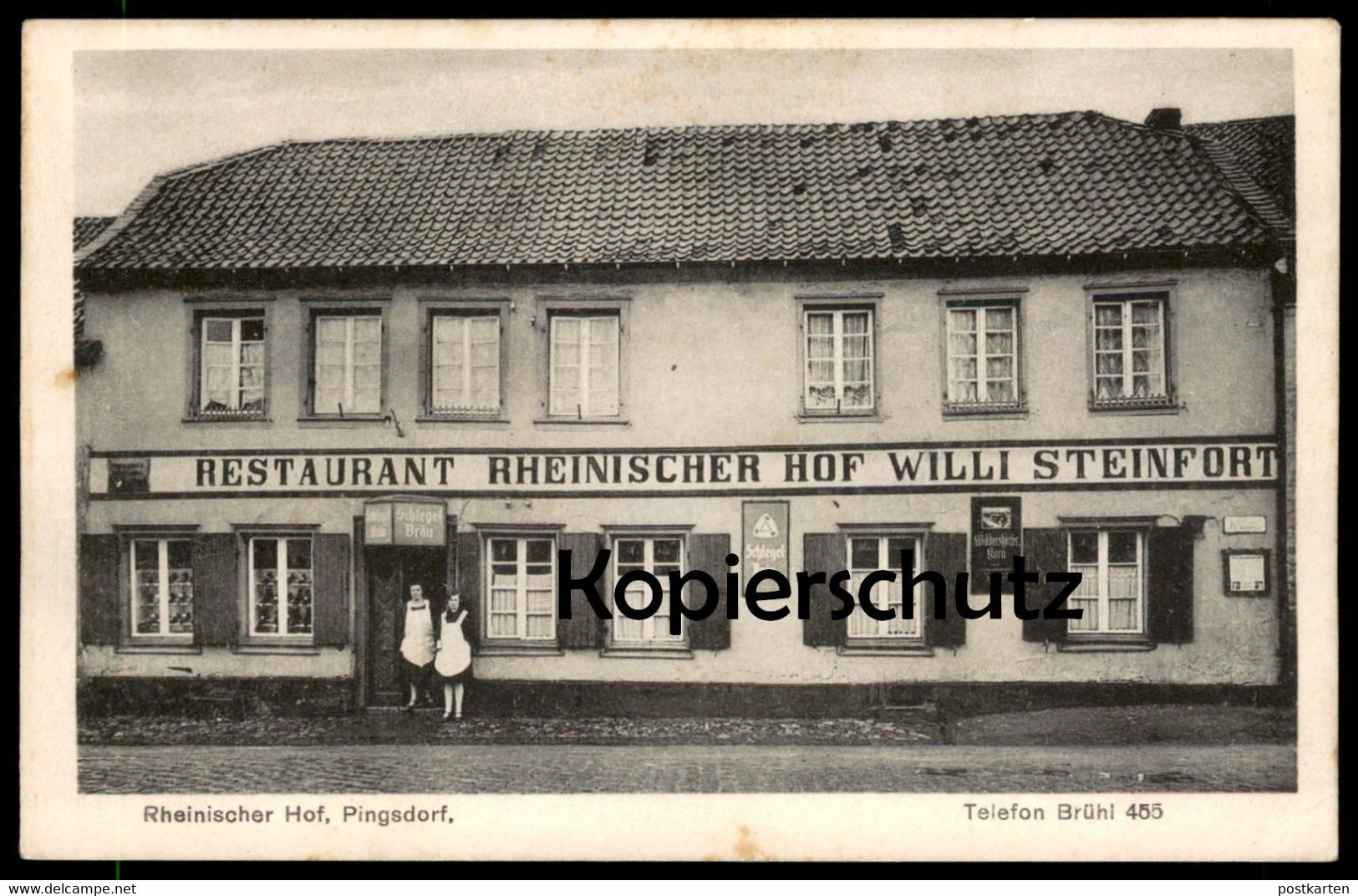 ALTE POSTKARTE RHEINISCHER HOF PINGSDORF TELEFON BRÜHL SCHLEGEL-BRÄU WIDDERSDORFER KORN Köln Widdersdorf Bruehl Koeln