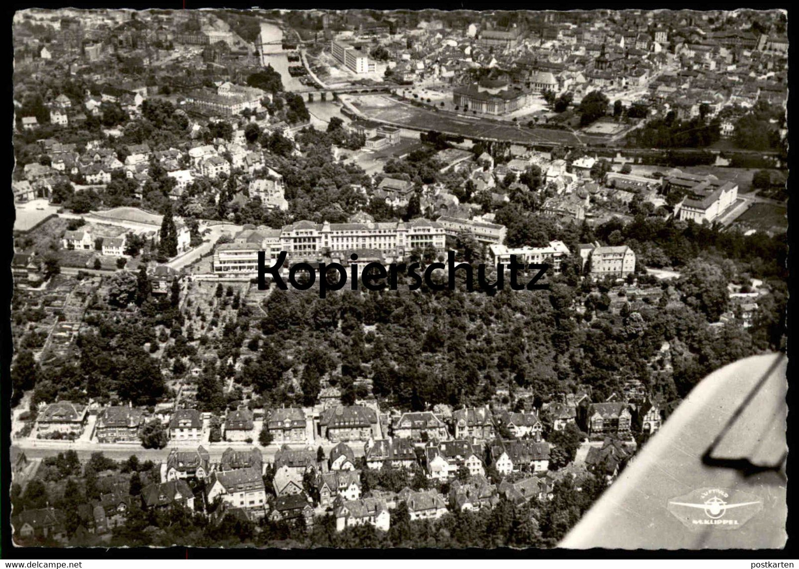 ALTE POSTKARTE SAARBRÜCKEN LUFTAUFNAHME TRAGFLÄCHE LUFTBILD SAAR Fliegeraufnahme postcard AK Ansichtskarte cpa