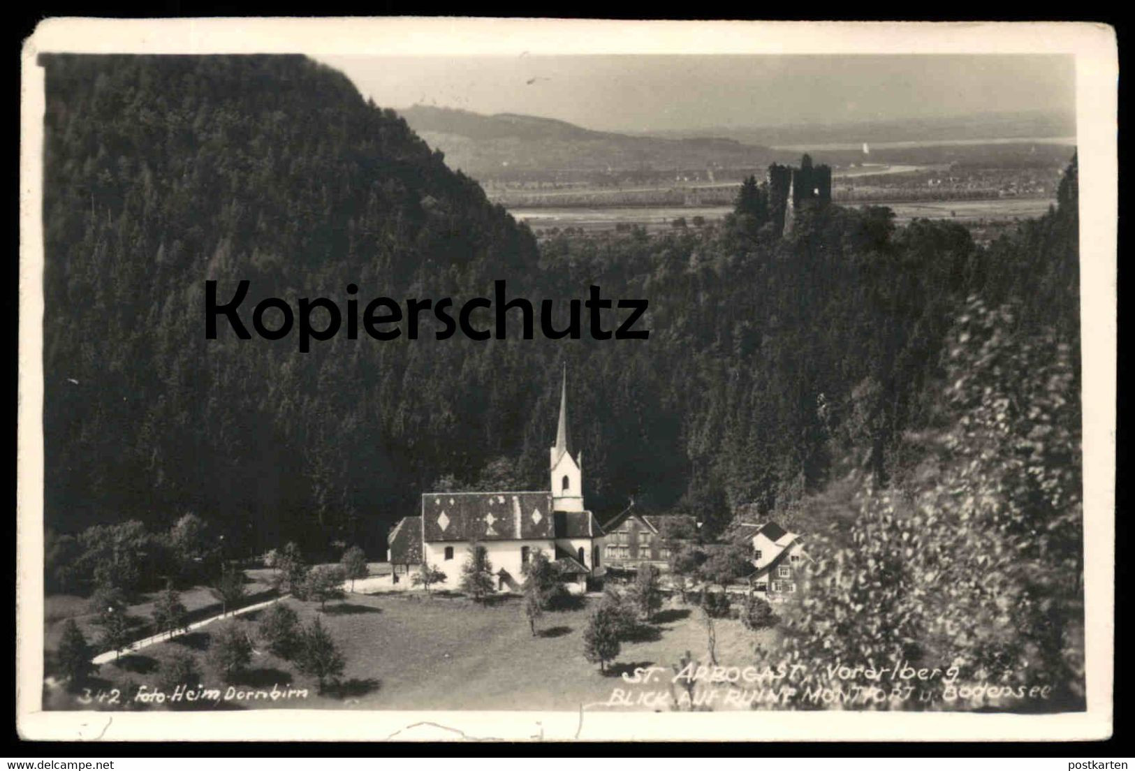 ALTE POSTKARTE ST. ARBOGAST VORARLBERG BLICK AUF RUINE MONTFORT BODENSEE Götzis Austria Österreich cpa postcard AK