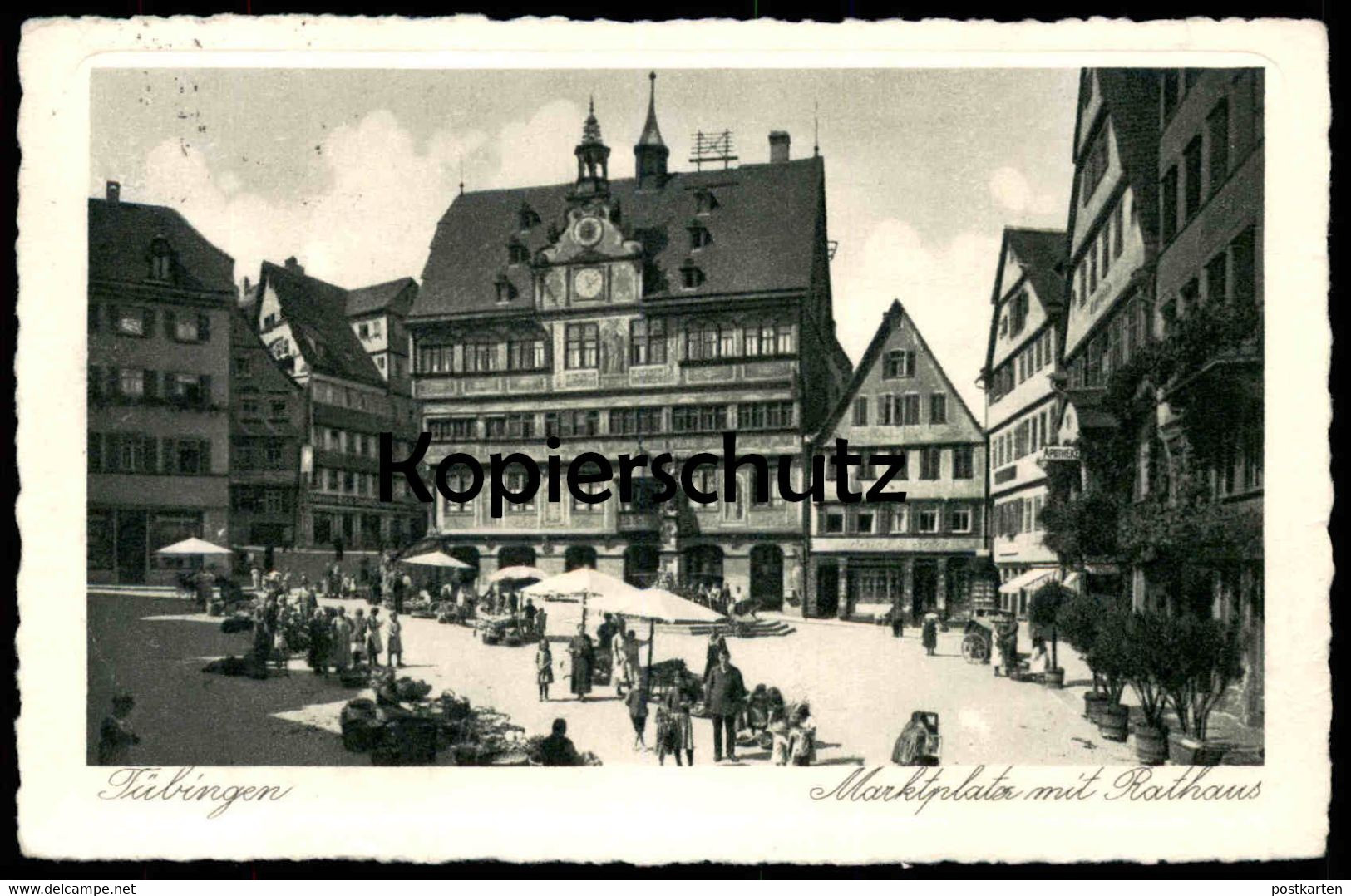 ALTE POSTKARTE TÜBINGEN 1927 MARKTPLATZ MIT RATHAUS Markt market marché cpa postcard AK Ansichtskarte