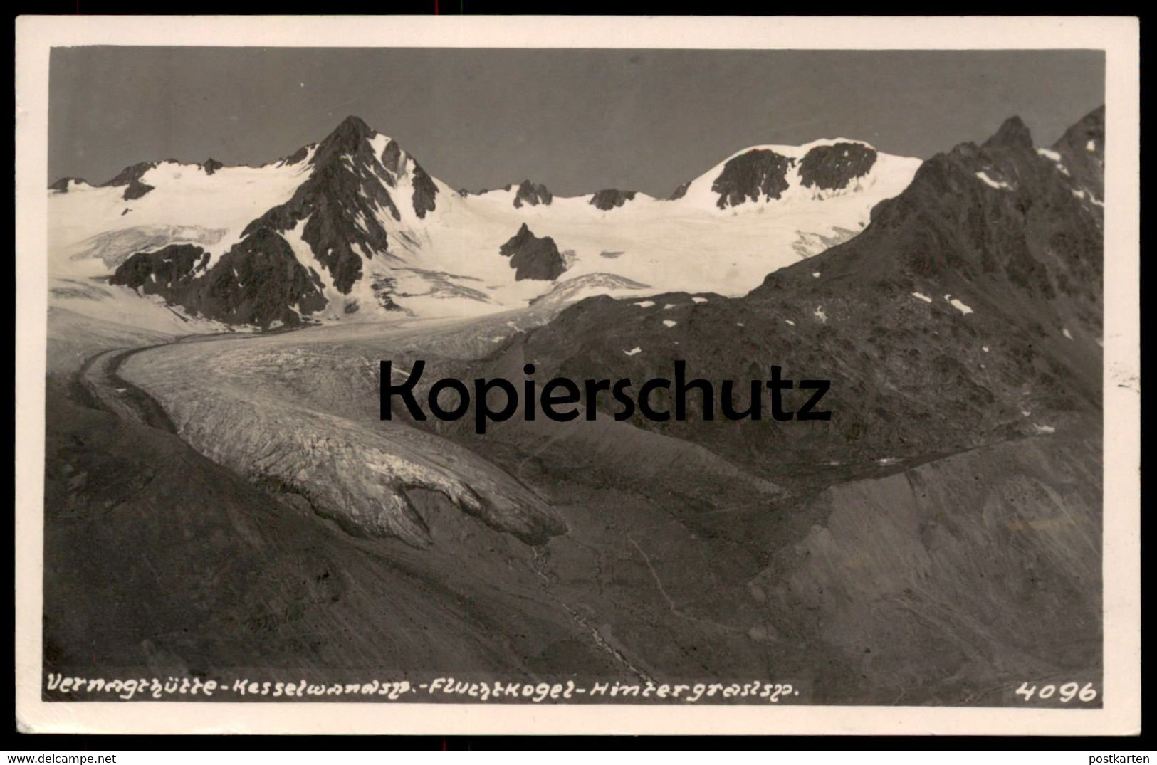 ALTE POSTKARTE VERNAGTHÜTTE ROFANTAL SÖLDEN 1933 KESSELWANDSPITZE FLUCHTKOGEL HINTERGRASLSPITZER GLETSCHER GLACIER TIROL