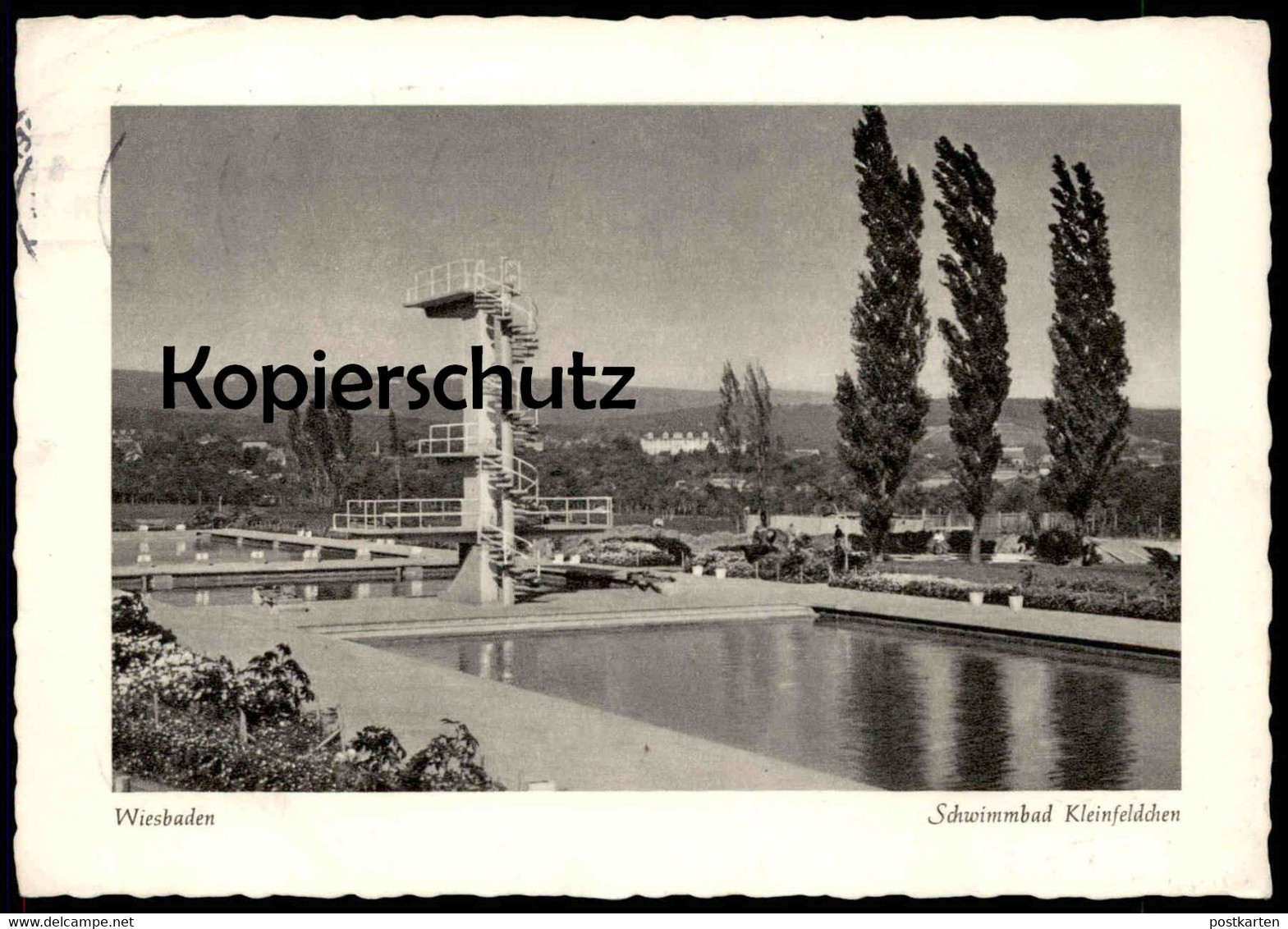 ALTE POSTKARTE WIESBADEN SCHWIMMBAD KLEINFELDCHEN Bad bath swimming pool piscine Freibad Hessen Ansichtskarte postcard