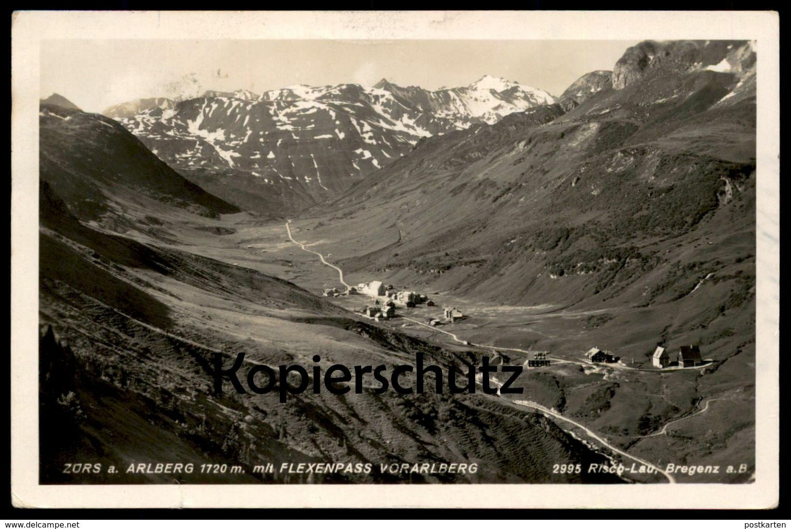 ALTE POSTKARTE ZÜRS AM ARLBERG 1720 M MIT FLEXENPASS VORARLBERG Risch-Lau cpa postcard AK Ansichtskarte