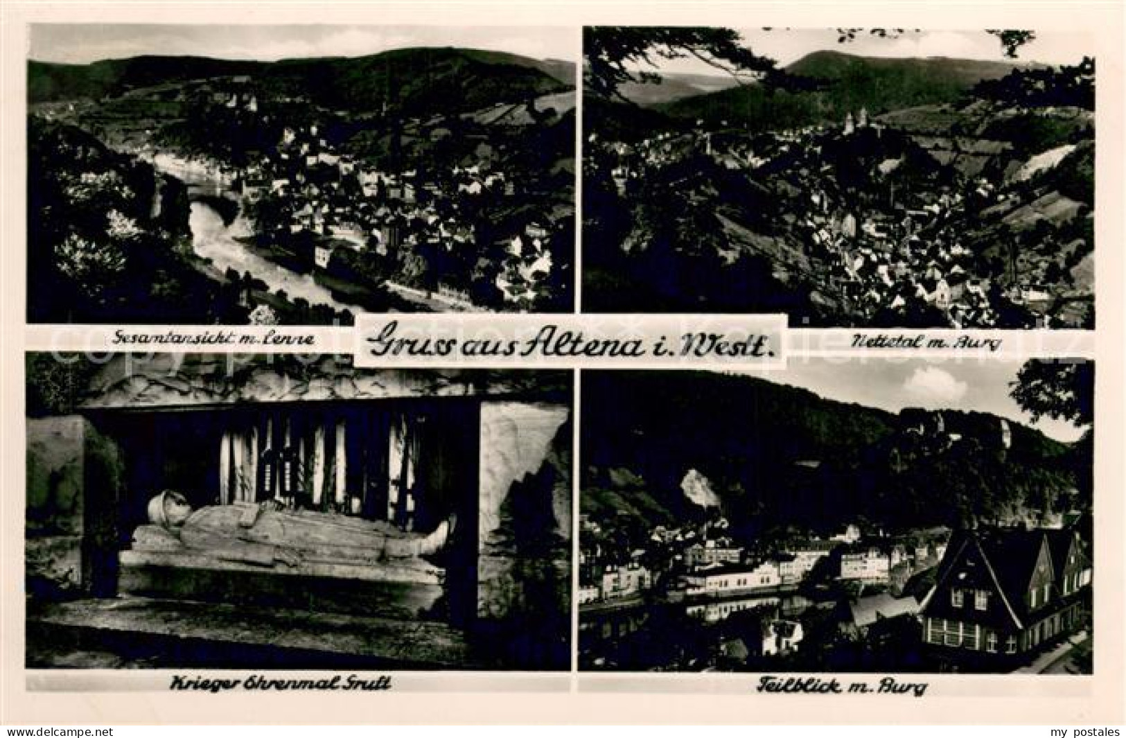 Altena Lenne Panorama Nettetal mit Burg Krieger Ehrenmal Gruft Teilansicht