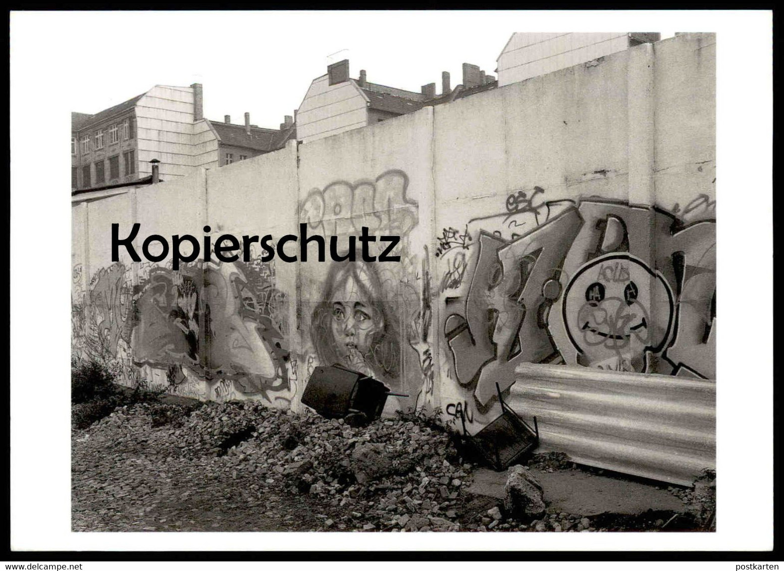 ÄLTERE POSTKARTE BERLIN EHEMALIGER MAUERBEREICH NÄHE KOPENHAGENER STRASSE BERLINER MAUER THE WALL LE MUR cpa AK postcard