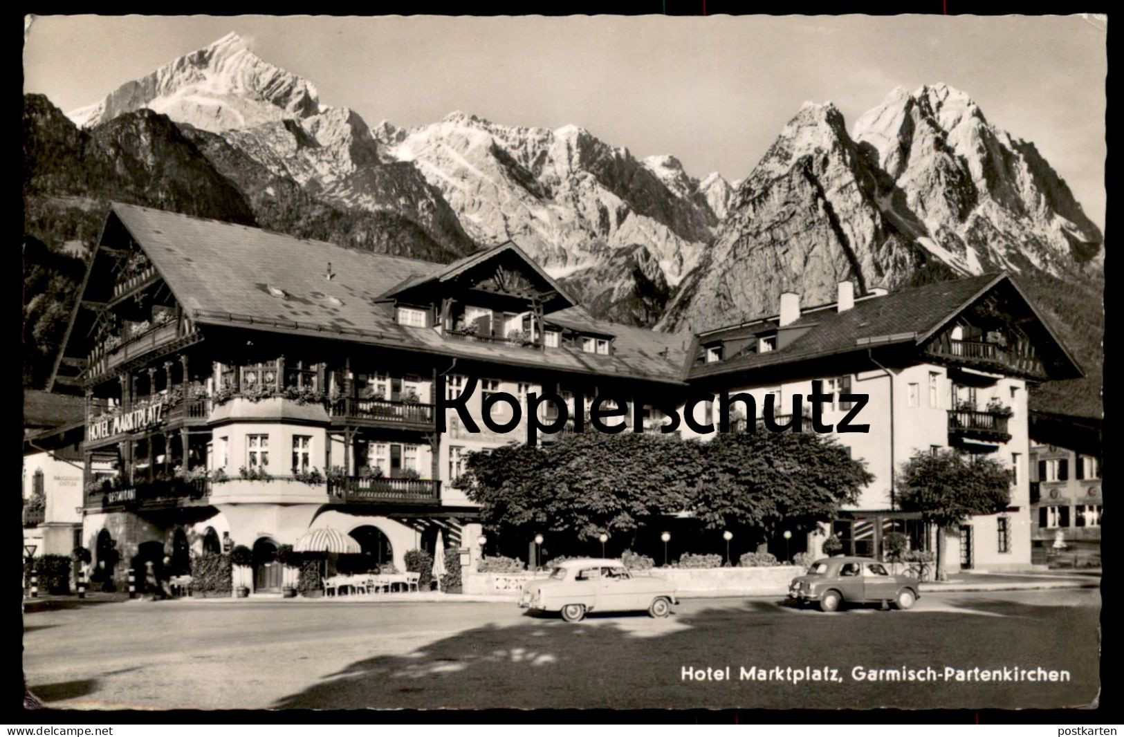 ÄLTERE POSTKARTE GARMISCH-PARTENKIRCHEN HOTEL MARKTPLATZ erkennbar Baugeschäft Ostler Ansichtskarte AK cpa postcard