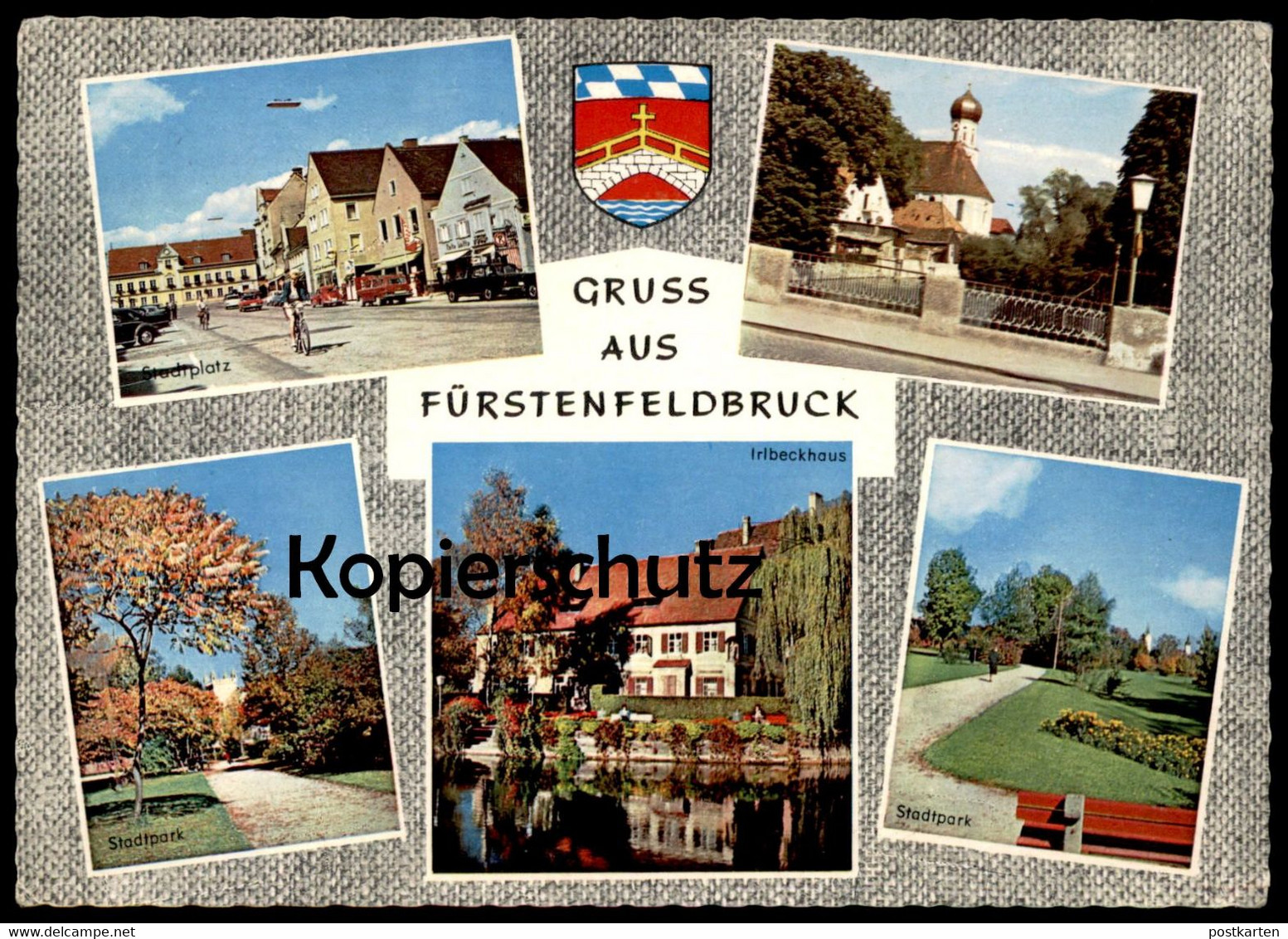 ÄLTERE POSTKARTE GRUSS AUS FÜRSTENFELDBRUCK STADTPLATZ STADTPARK OPEL WERBESCHILD AM HAUS Ansichtskarte postcard cpa