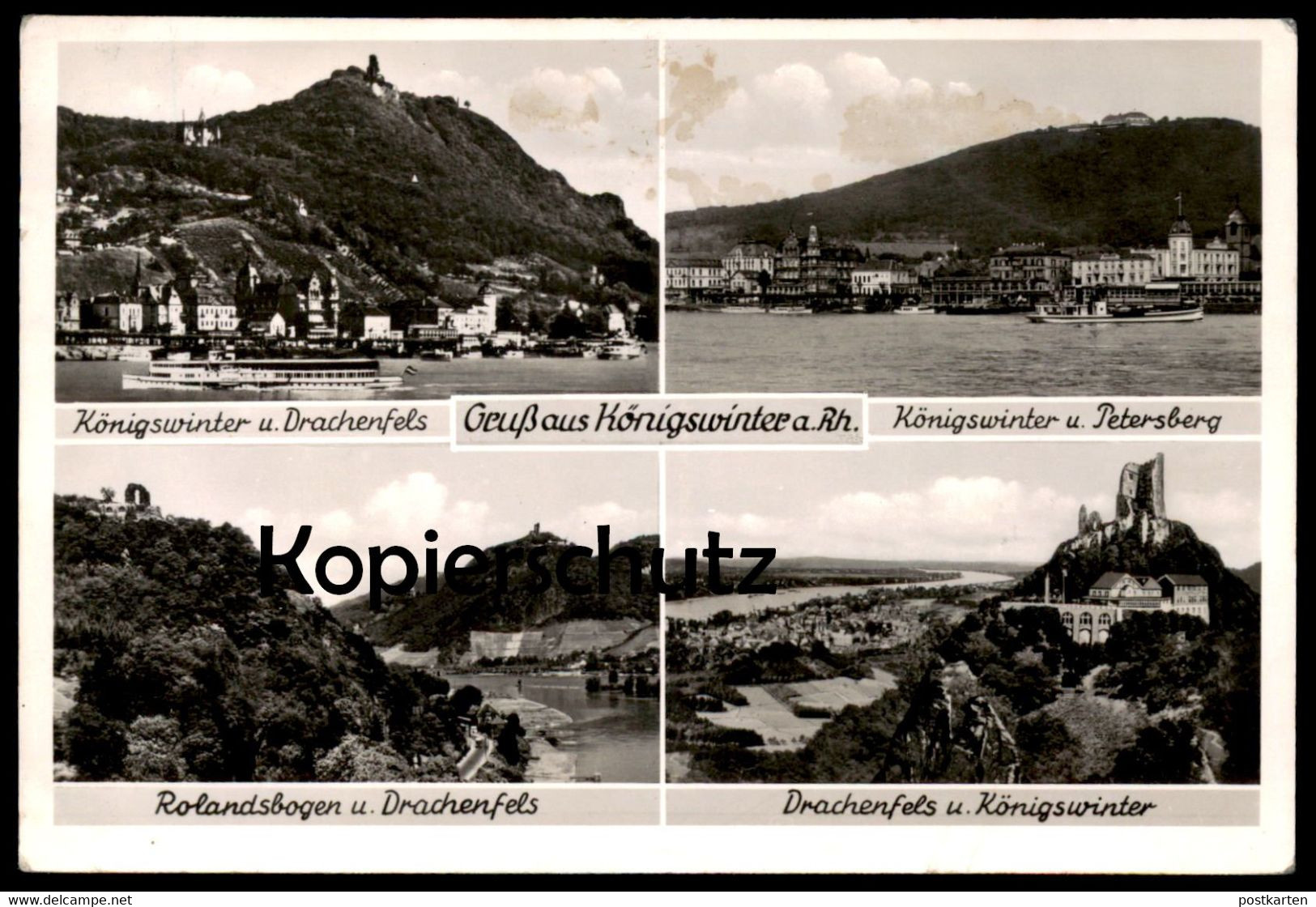 ÄLTERE POSTKARTE GRUSS AUS KÖNIGSWINTER DRACHENFELS PETERSBERG ROLANDSBOGEN bei Bonn cpa postcard AK Ansichtskarte