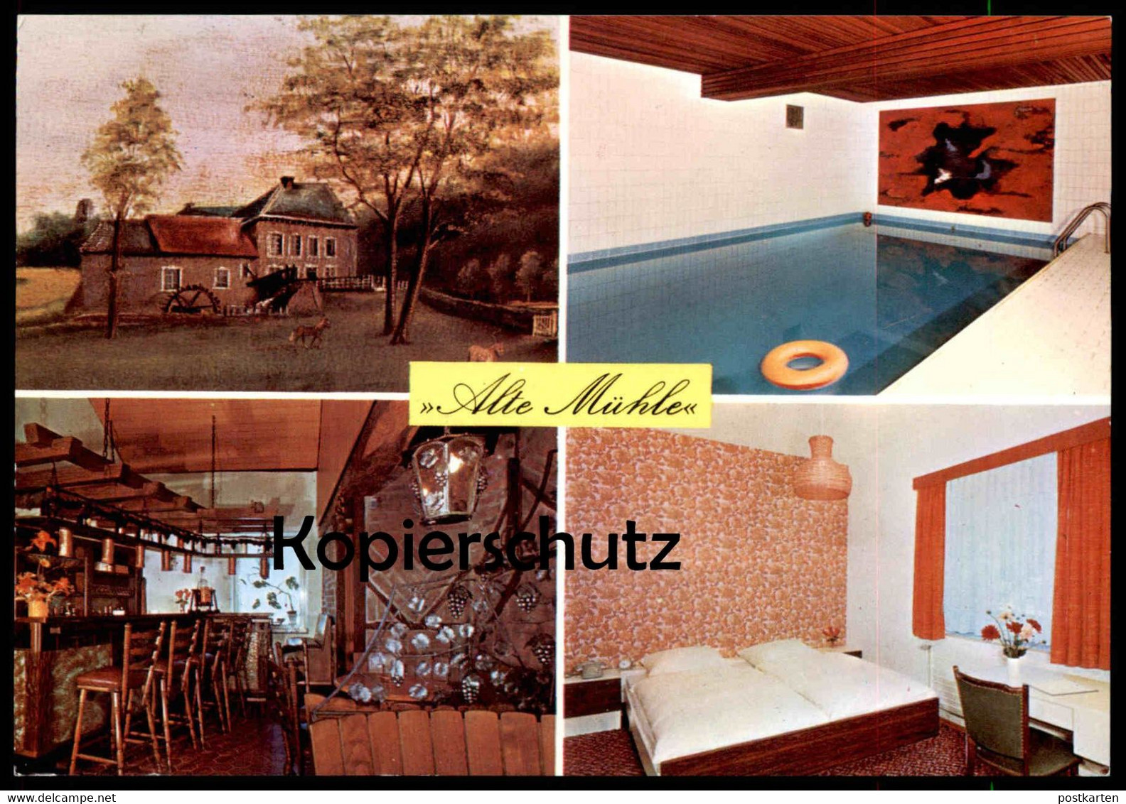 ÄLTERE POSTKARTE HOTEL RESTAURANT ALTE MÜHLE WÜRSELEN BARDENBERG SCHWIMMBAD BESITZER EHELEUTE PETER ZOPP postcard AK cpa
