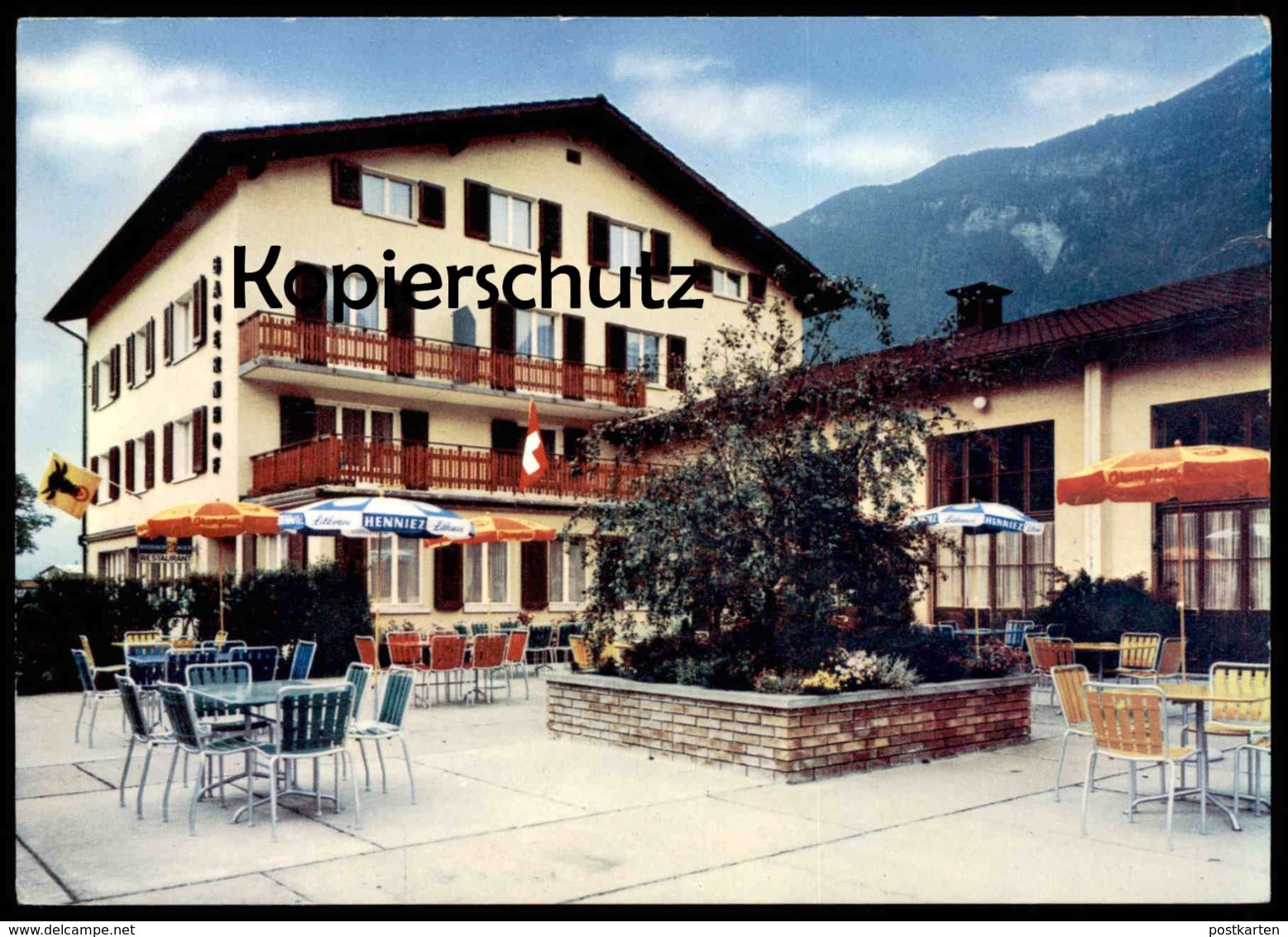 ÄLTERE POSTKARTE LANDGASTHAUS BAUERNHOF FEIERABEND ALTDORF URI Henniez Schirm Schweiz Suisse Ansichtskarte postcard cpa