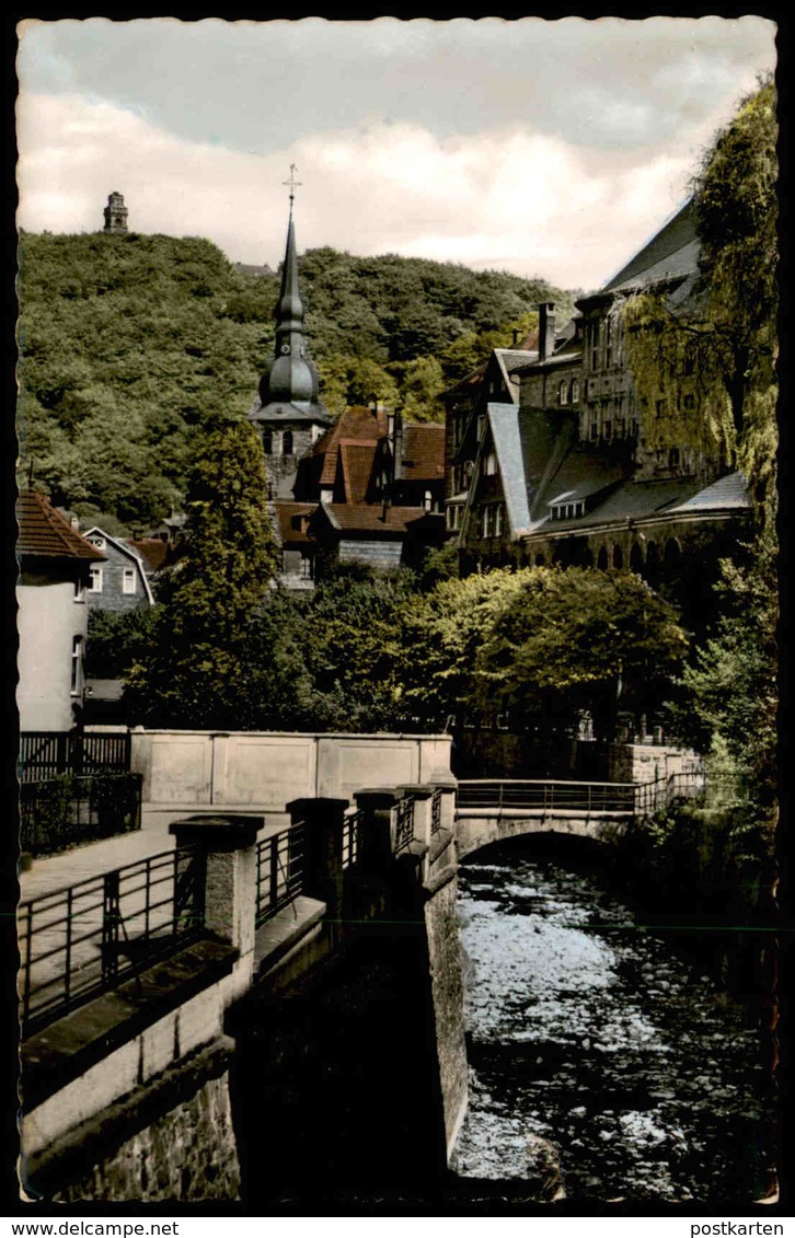 ÄLTERE POSTKARTE LANGENBERG RHEINLAND BLICK AUF EVANGELISCHE KIRCHE UND BISMARCKTURM AK Ansichtskarte postcard cpa photo