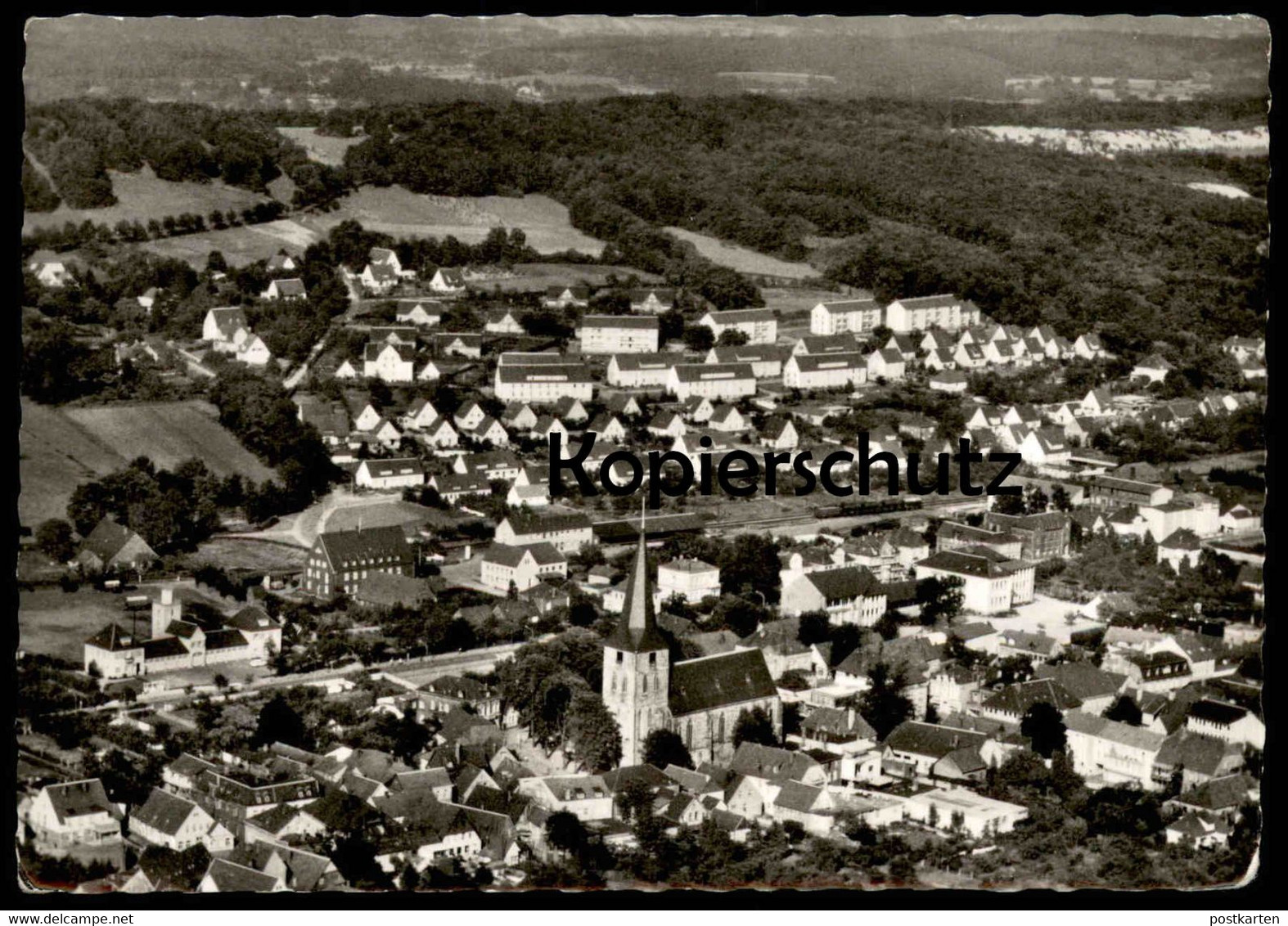 ÄLTERE POSTKARTE LENGERICH WESTFALEN ORIGINAL LUFTFOTO FEUERWEHR-HAUS FLIEGERAUFNAHME LUFTBILD  Ansichtskarte AK cpa