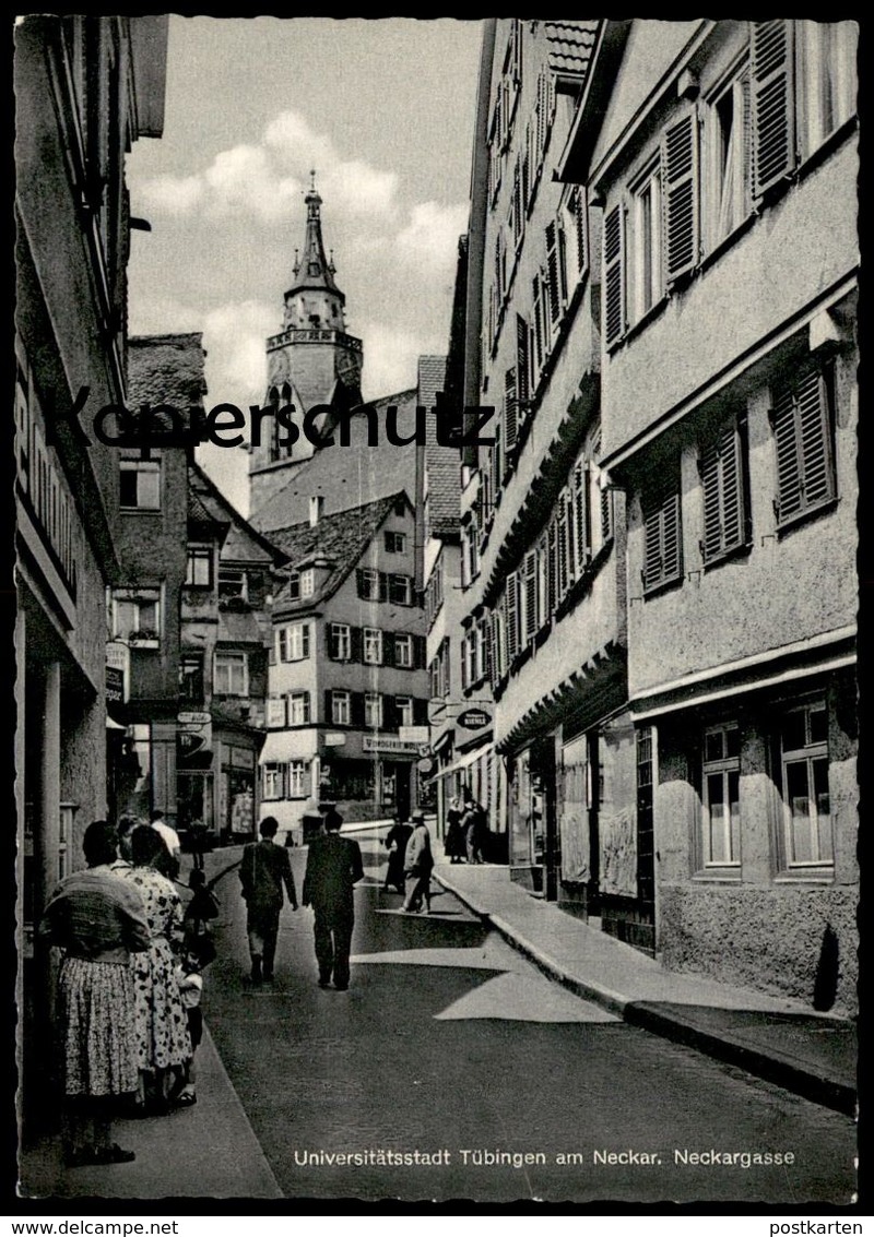 ÄLTERE POSTKARTE TÜBINGEN NECKARGASSE FRAUEN ROCK KIND MANN DROGERIE Ansichtskarte postcard AK cpa