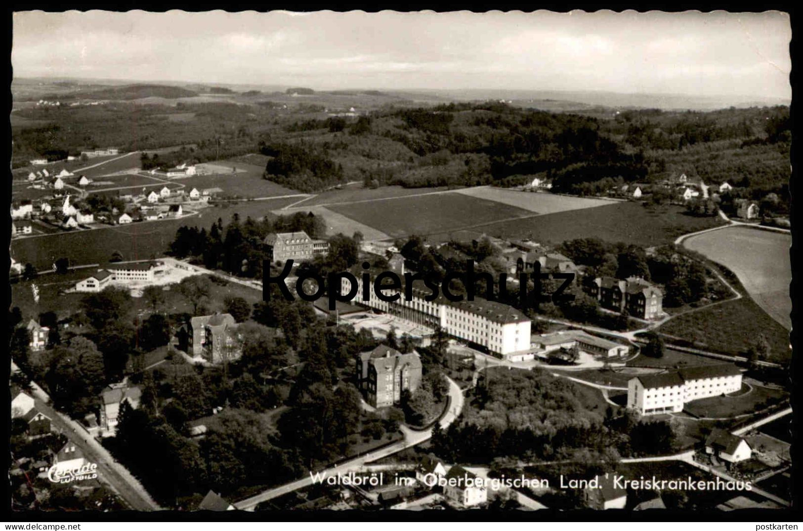 ÄLTERE POSTKARTE WALDBRÖL KREISKRANKENHAUS LUFTBILD OBERBERGISCHES LAND Hospital Fliegeraufnahme Ansichtskarte AK