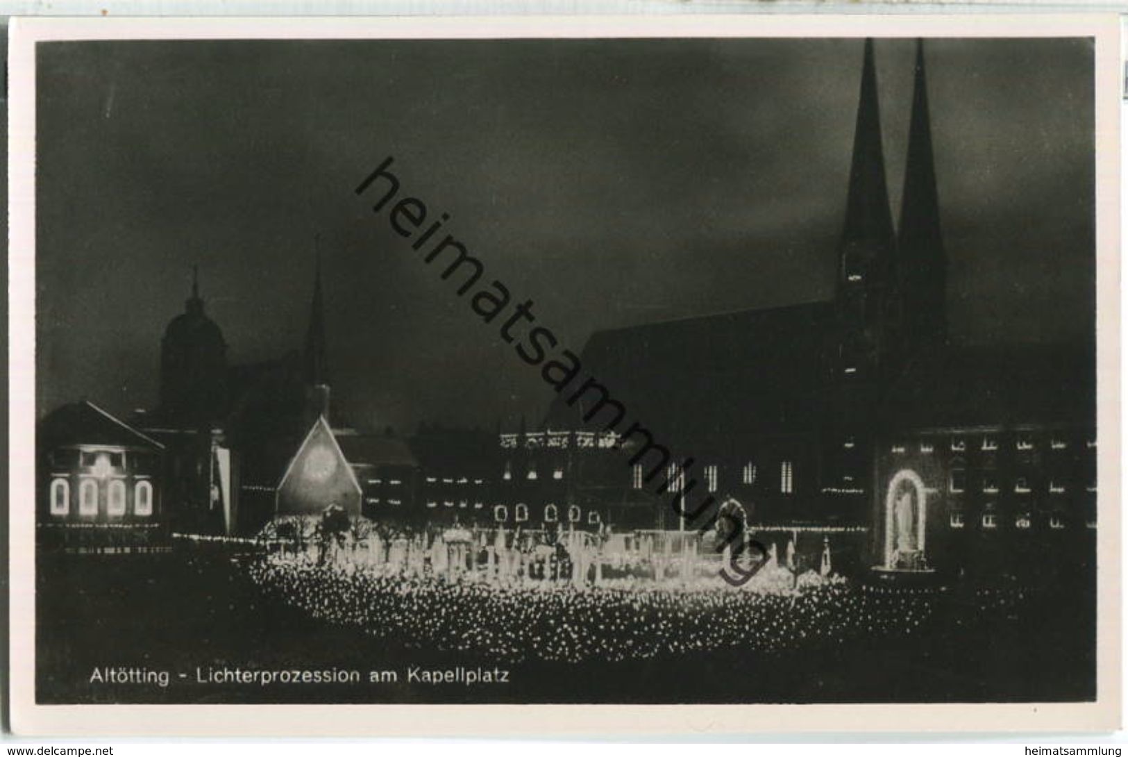 Altötting - Lichterprozession - Foto-Ansichtskarte bei Nacht