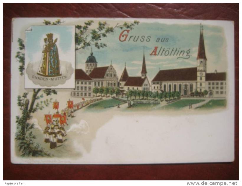Altötting - Mehrbildkarte Lithographie "Gruß aus Altötting"