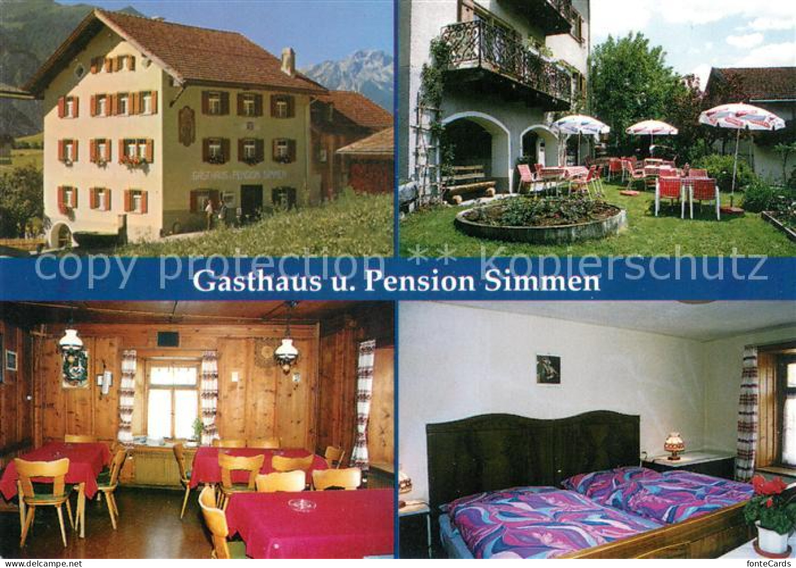 Alvaneu Dorf Gasthaus Pension Simmen Gartenterrasse Gaststube Zimmer
