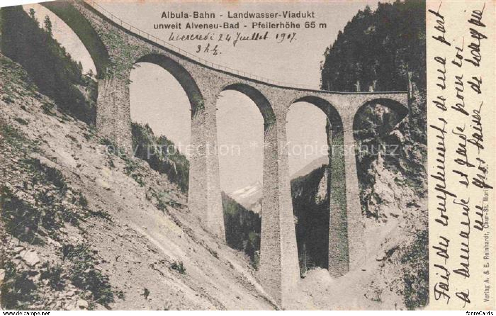 Alveneu Alvaneu Bad GR Albula-Bahn Landwasser-Viadukt Viadukt Eisenbahn Pfeiler