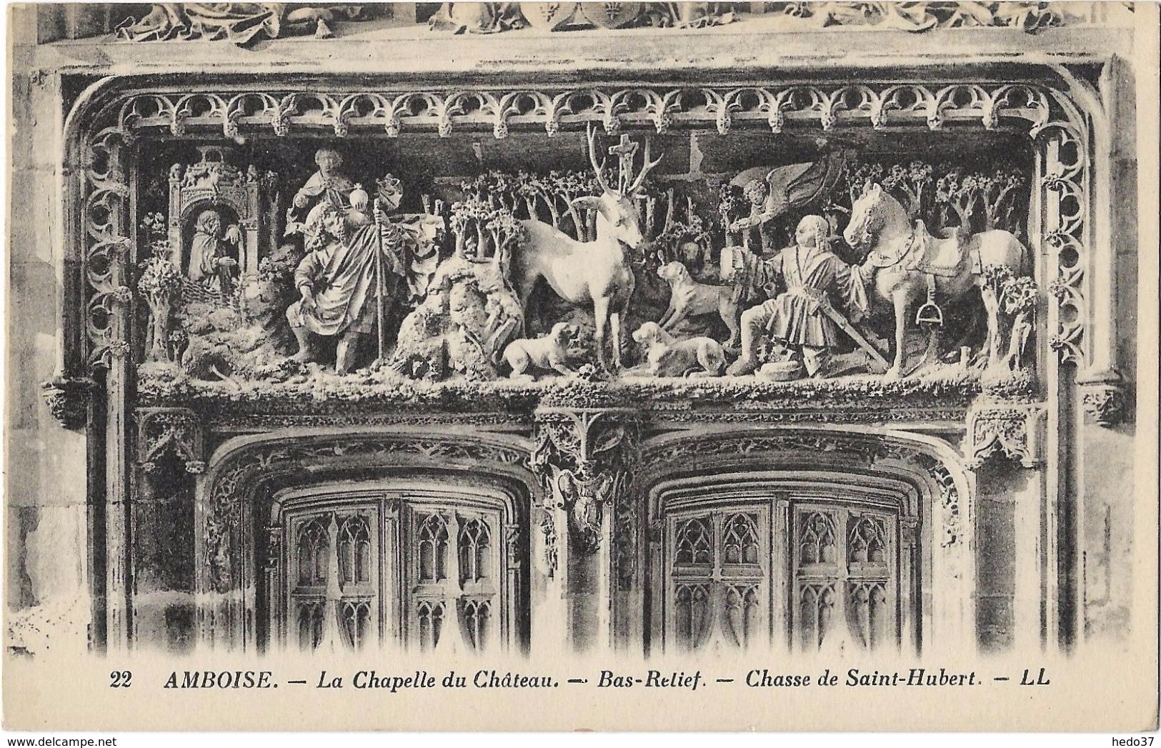 Amboise - La Chapelle du Château - Bas Relief - Chasse de Saint-Hubert
