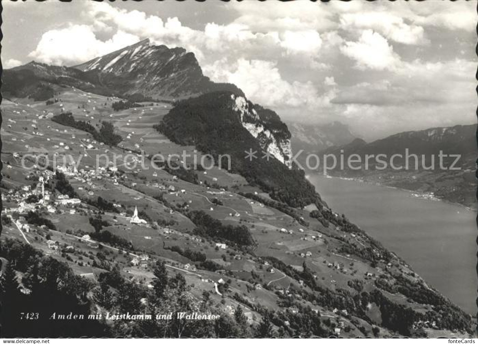 Amden Walensee SG mit Leistkamm und Walensee