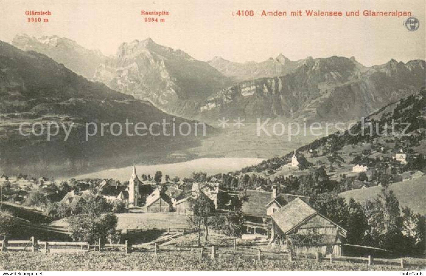 Amden Walensee SG mit Walensee und Glarneralpen