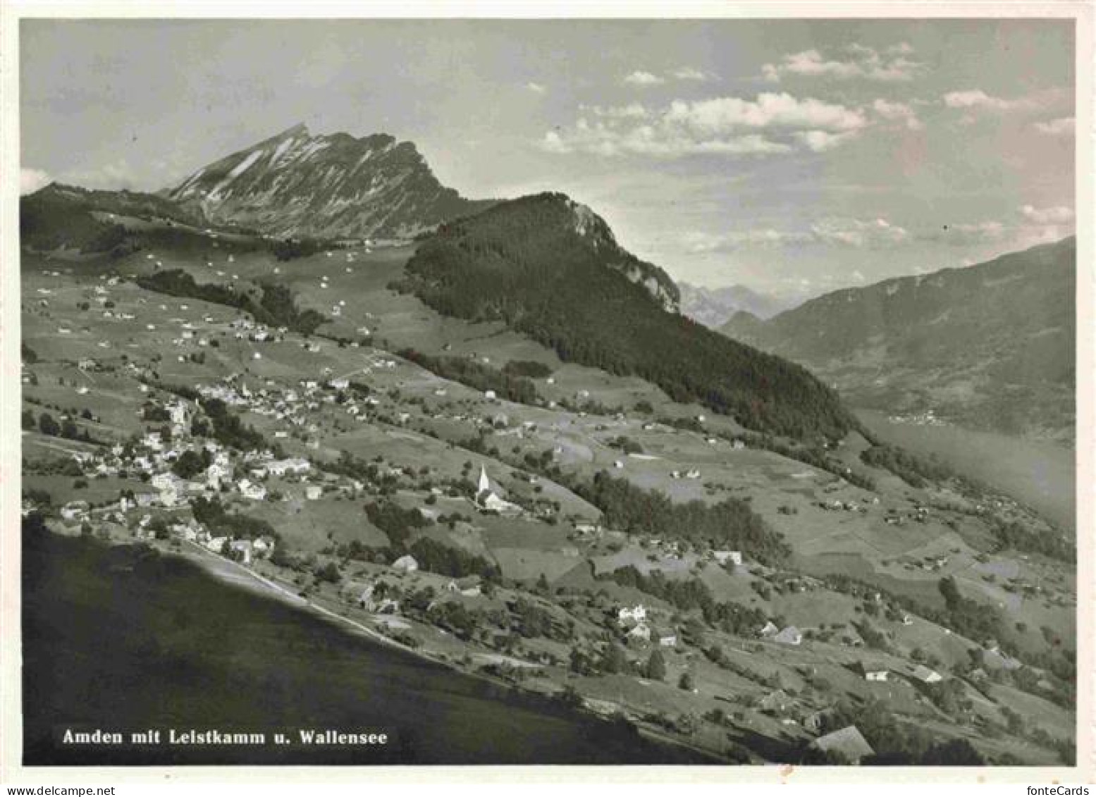 Amden Walensee SG Panorama mit Leistkamm und Walensee