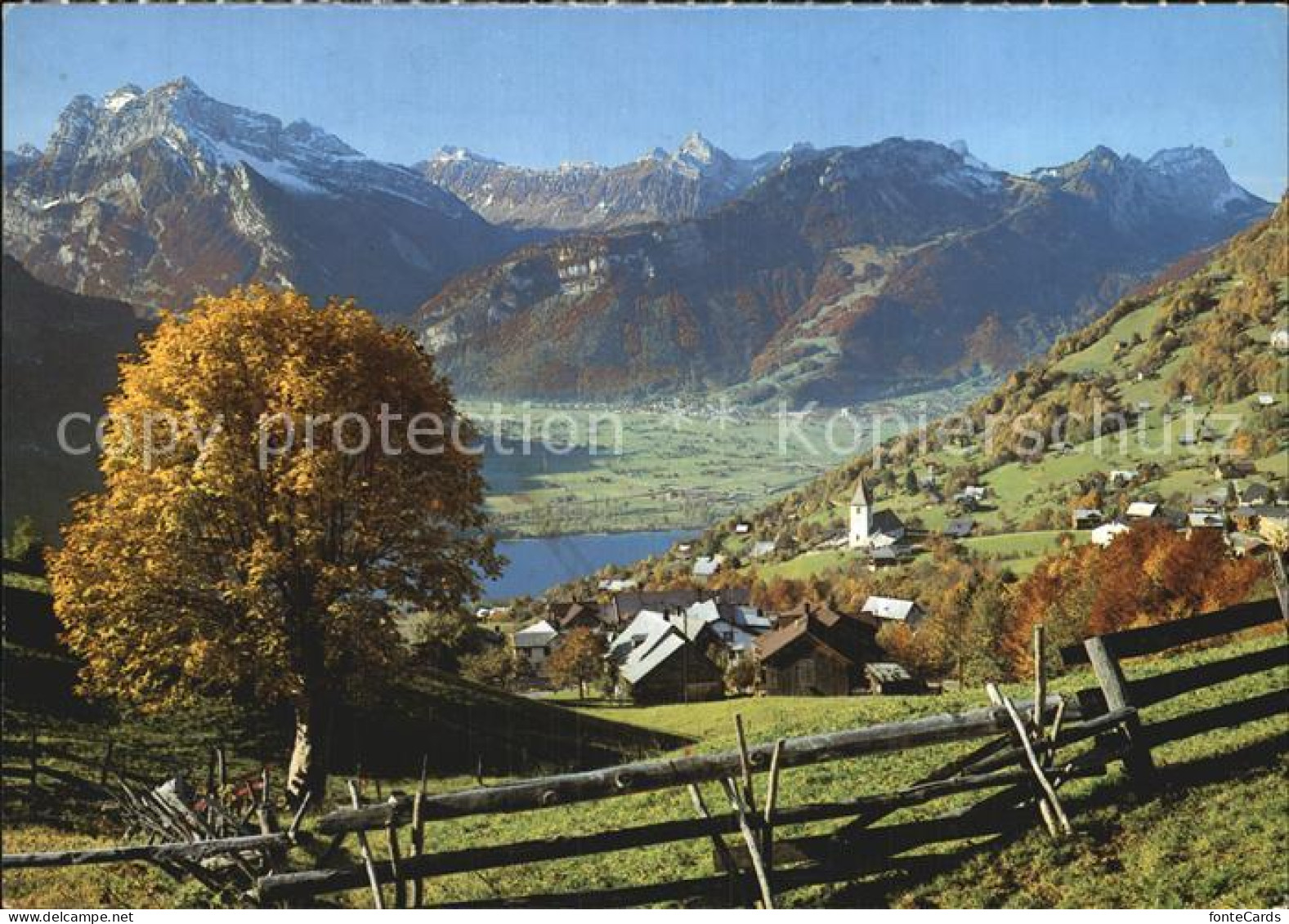 Amden Walensee SG Panorama mit Walensee