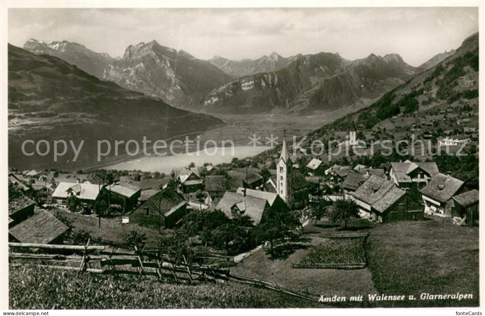 Amden Walensee SG Panorama mit Walensee und Glarneralpen