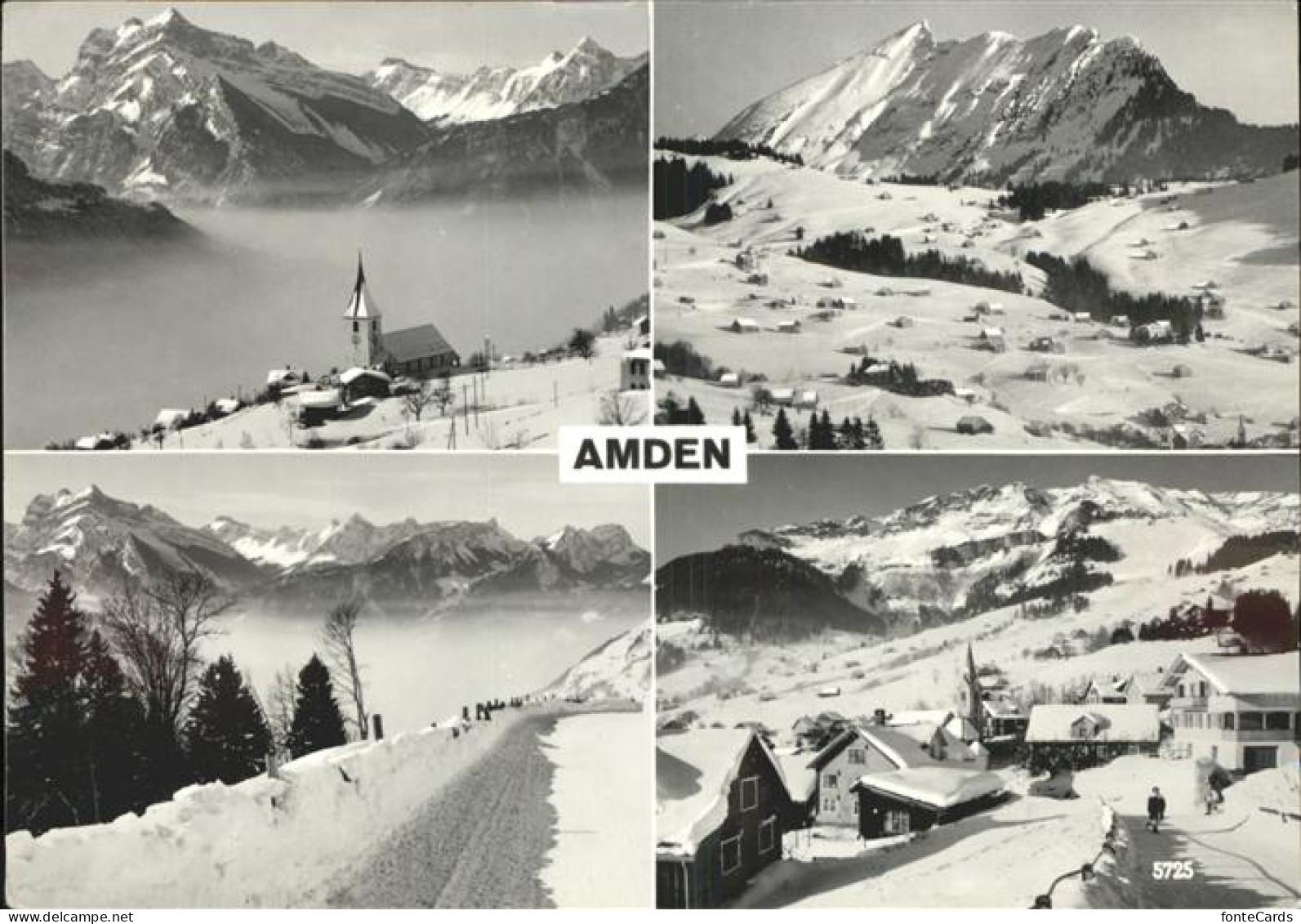 Amden Walensee SG Panorama Walensee im Nebel Wintersportplatz