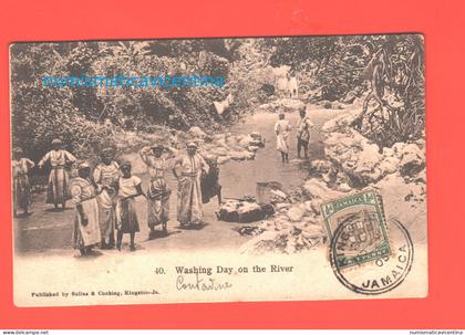Jamaica Giamaica Kingston Whashing Day on the River 1905