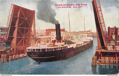 Milwaukee WI Scene on Milwaukee River gl1911 #164.146