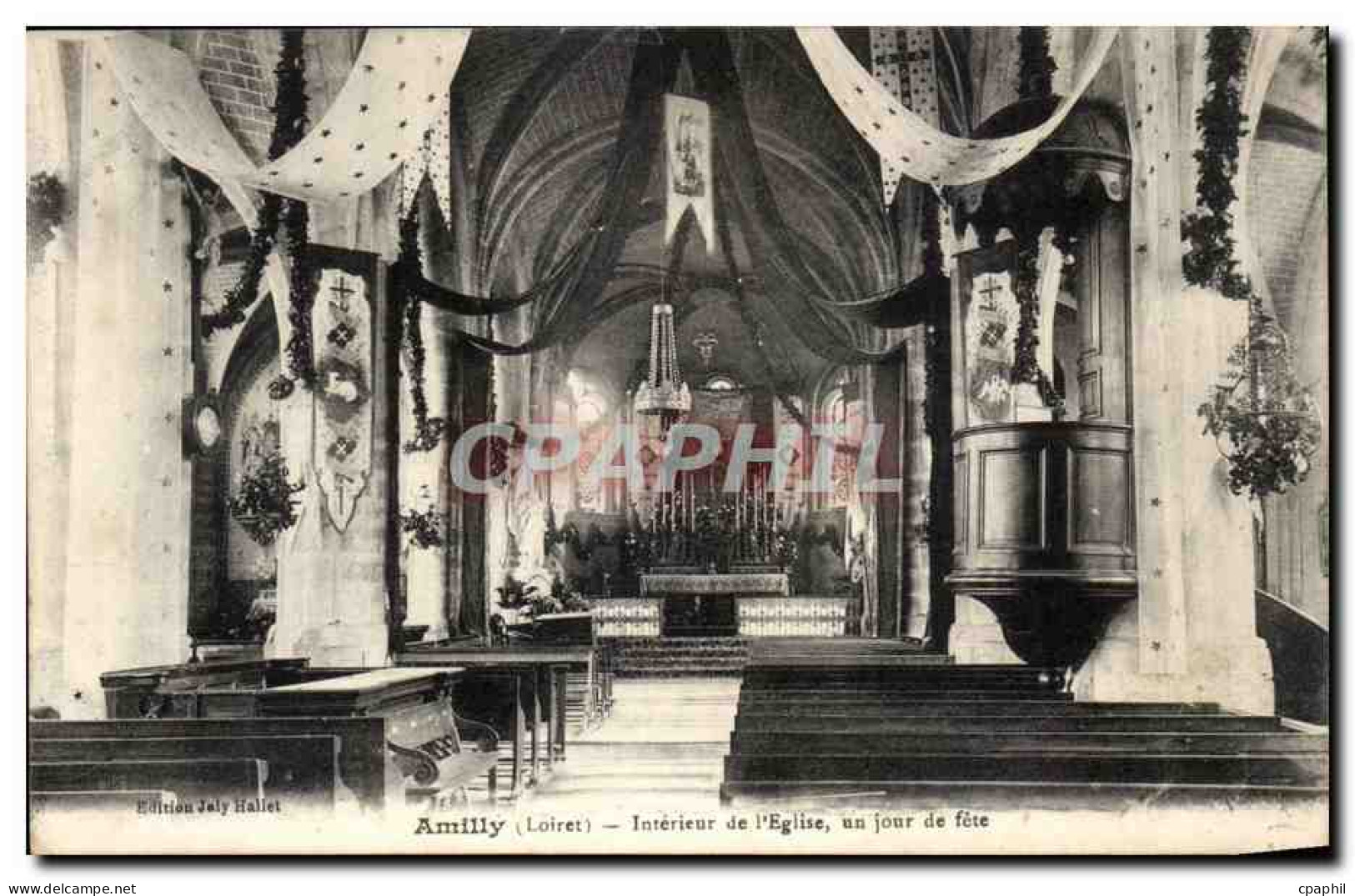 Amilly CPA Interieur de l'eglise un jour de fete