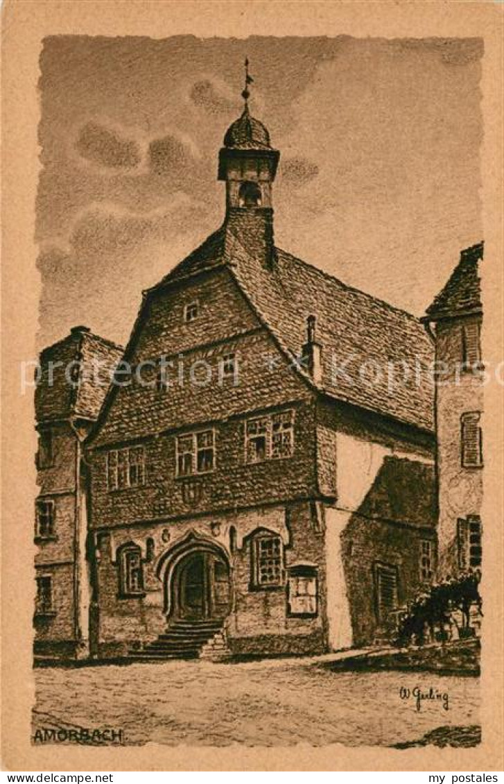 Amorbach Miltenberg Rathaus Kuenstlerkarte