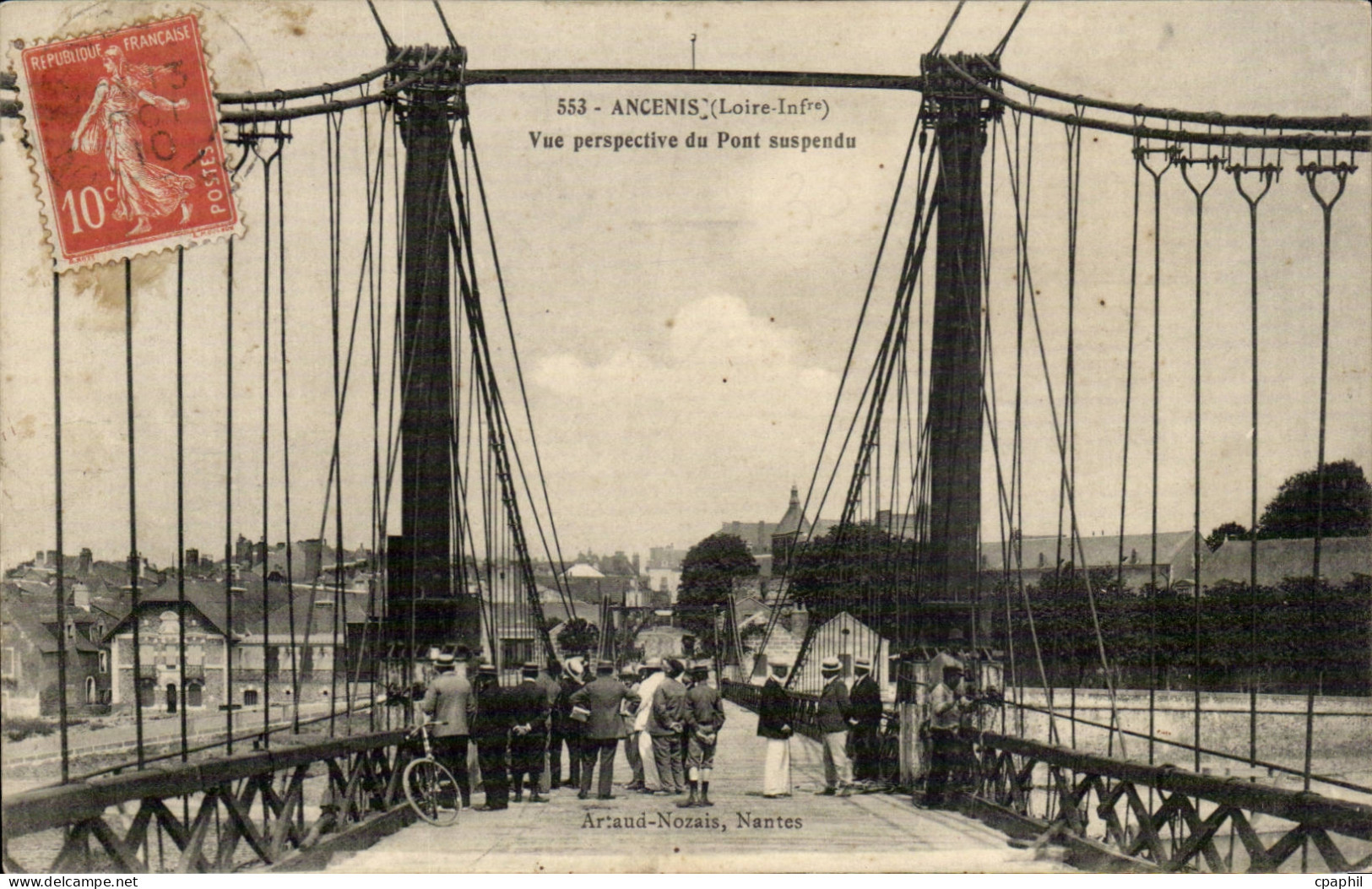 Ancenis - Vue Perspective du Pont Suspendu - CPA