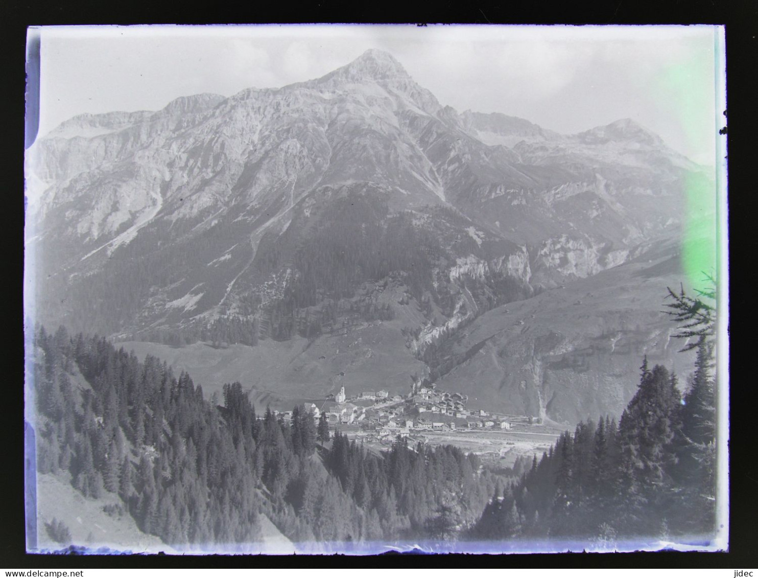 Ancienne photo négatif sur plaque de verre Splugen Sufers Andeer ou Rheinwald Suisse Les Grisons alte Foto vers 1900