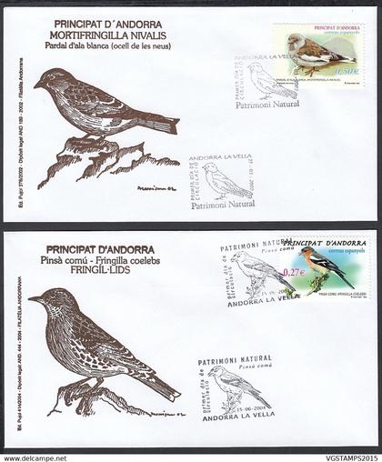 Andorre  2002 - Andorre Espagnole-  FDC. Yvert  Nº 277/8. Theme:: Oiseaux...........  (EB) DC-10016