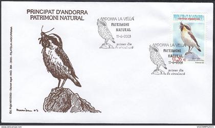 Andorre  2003 - Andorre Espagnole-  FDC. Yvert  Nº 292. Theme:  Oiseaux..........  (EB) DC-10008