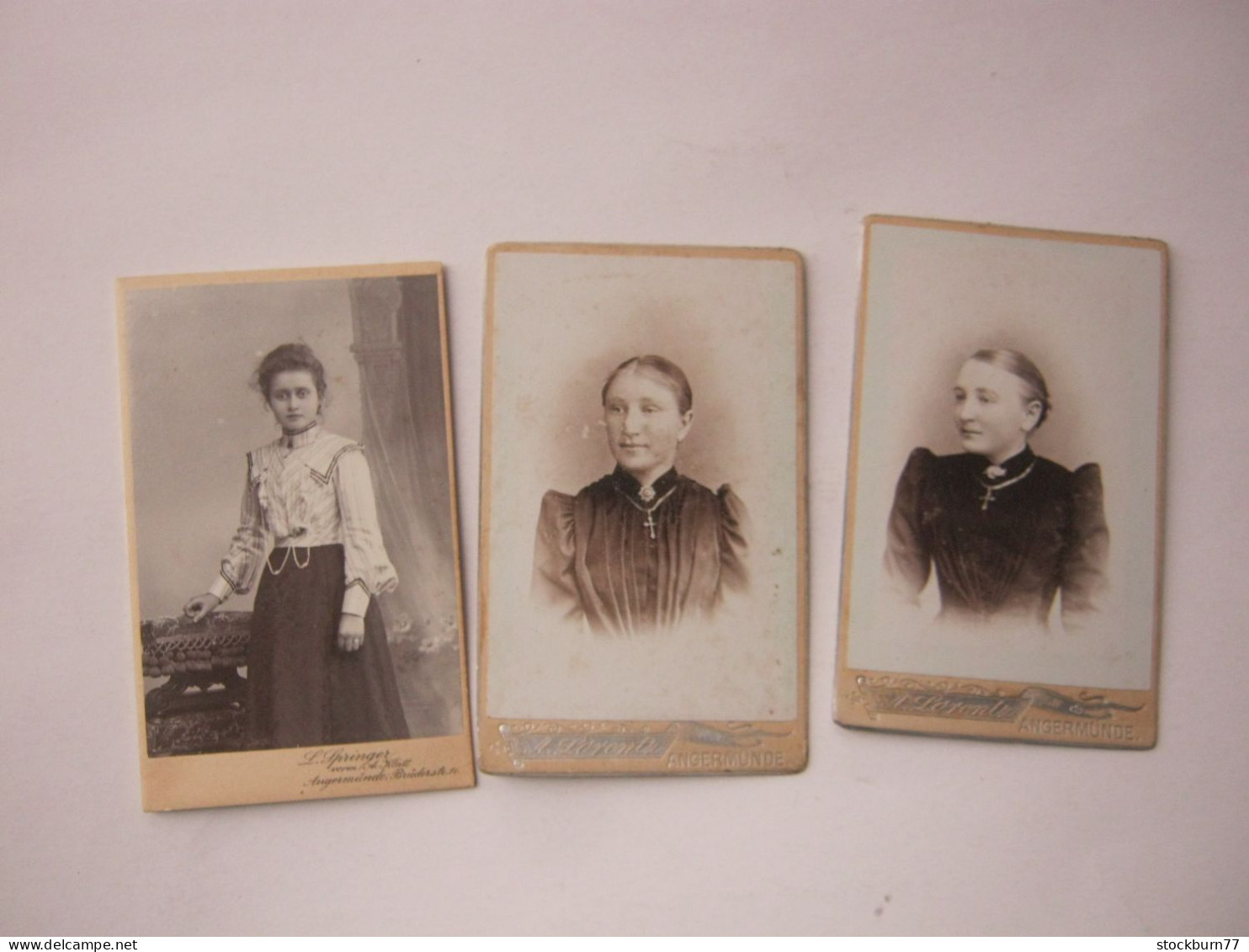 ANGERMÜNDE ,  3 Fotos auf Pappe   , um 1900