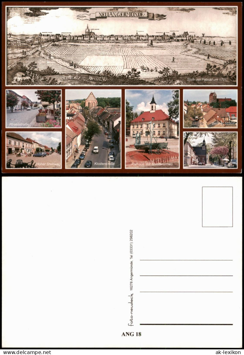 Angermünde Mehrbildkarte u.a. historische Panorama-Ansicht 2000