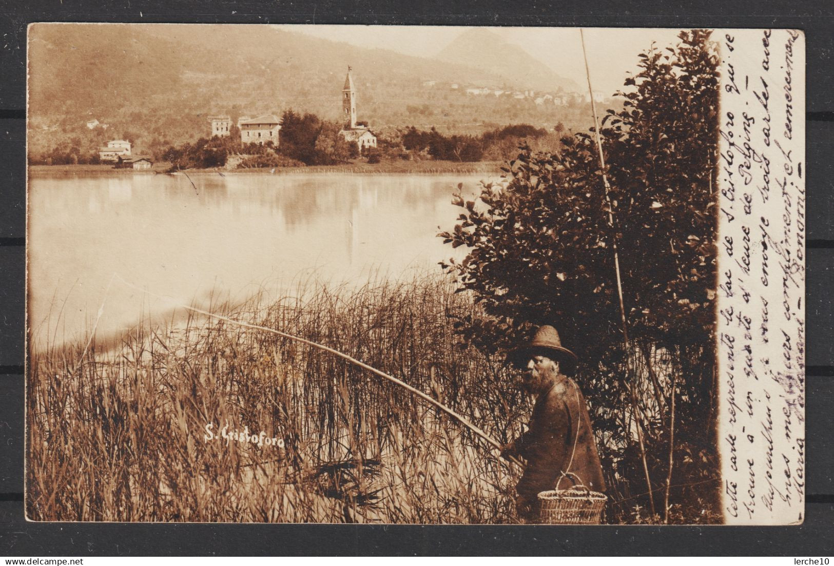 Angler am Fluss in Graubünden bei Grischun / Grigioni 1902  (p0007)